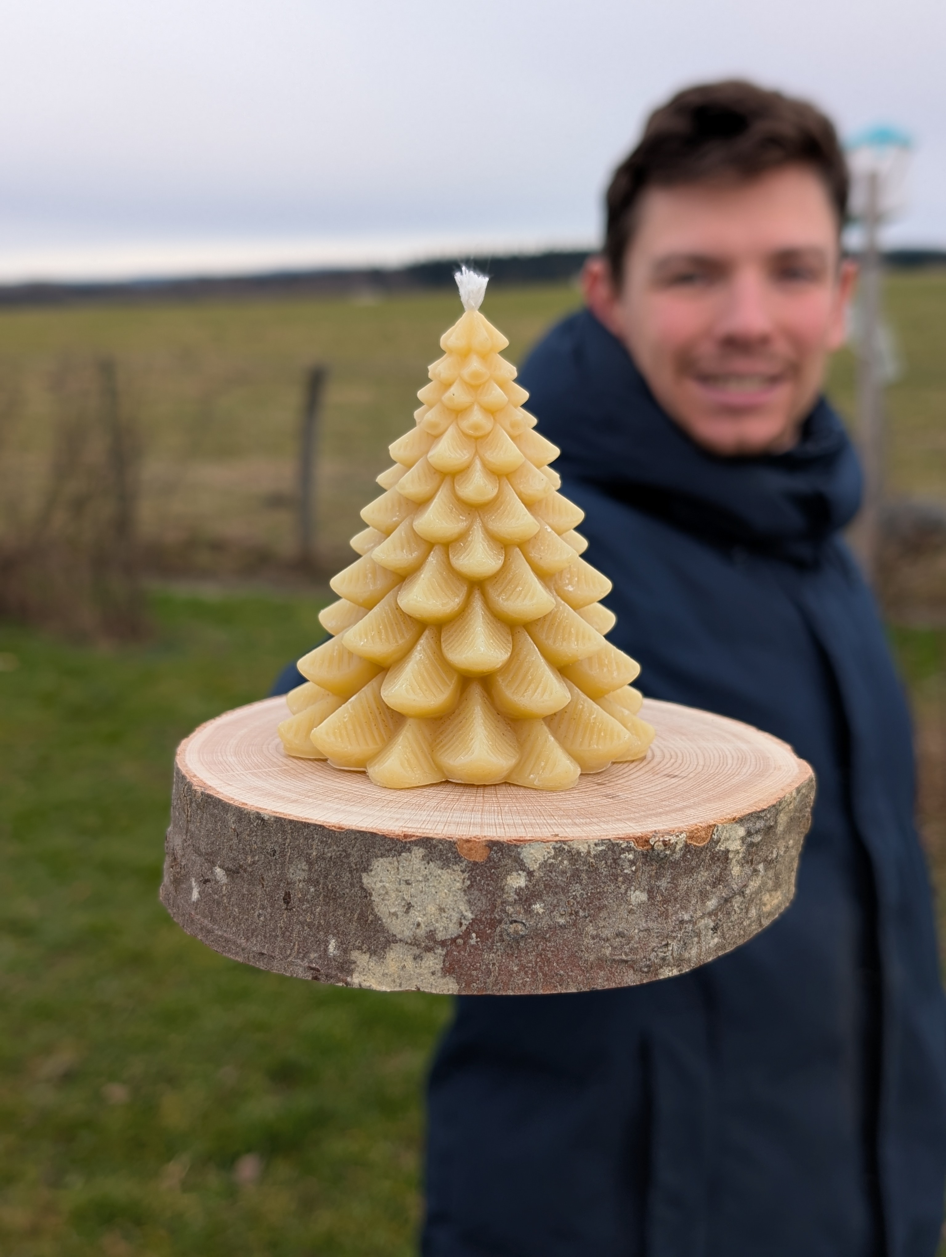 Bougie 100% cire d'abeilles - Sapin de Noël