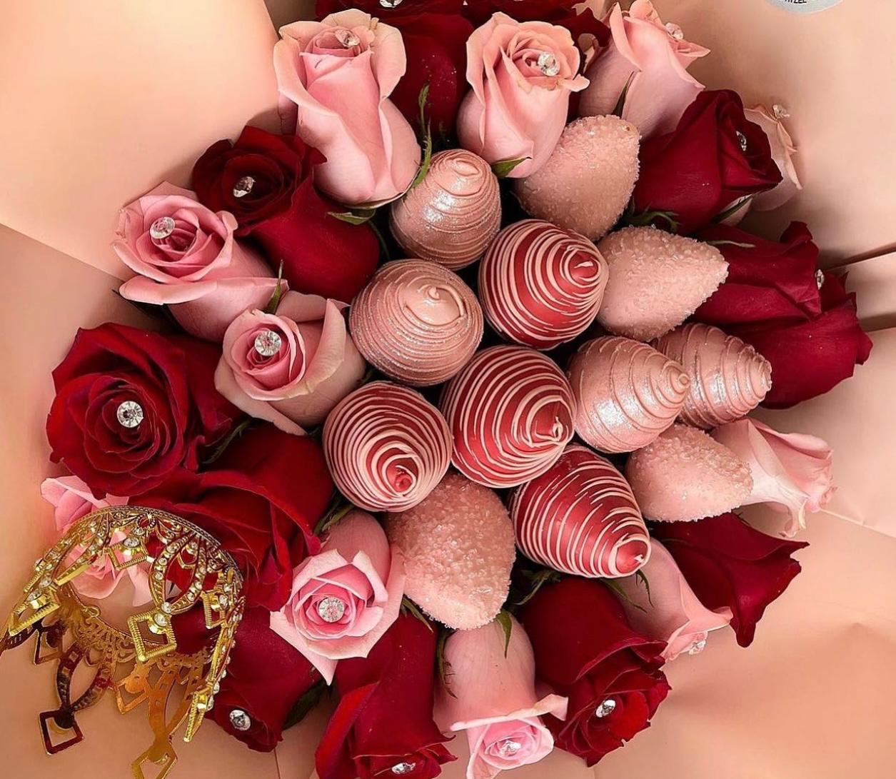 24 Rose and 12 strawberry bouquet.