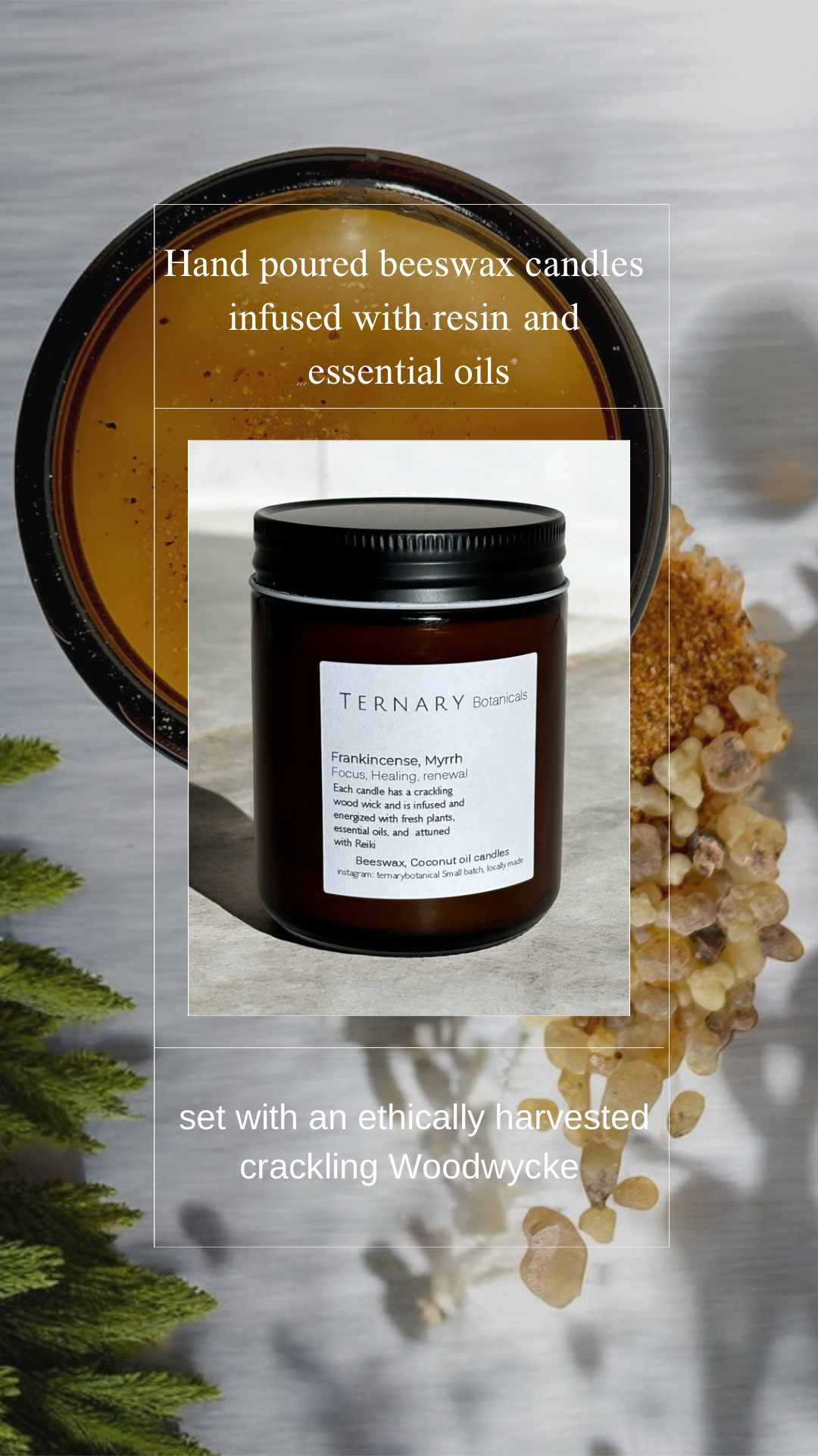 Frankincense and Myrrh Hand Poured Beeswax Candle