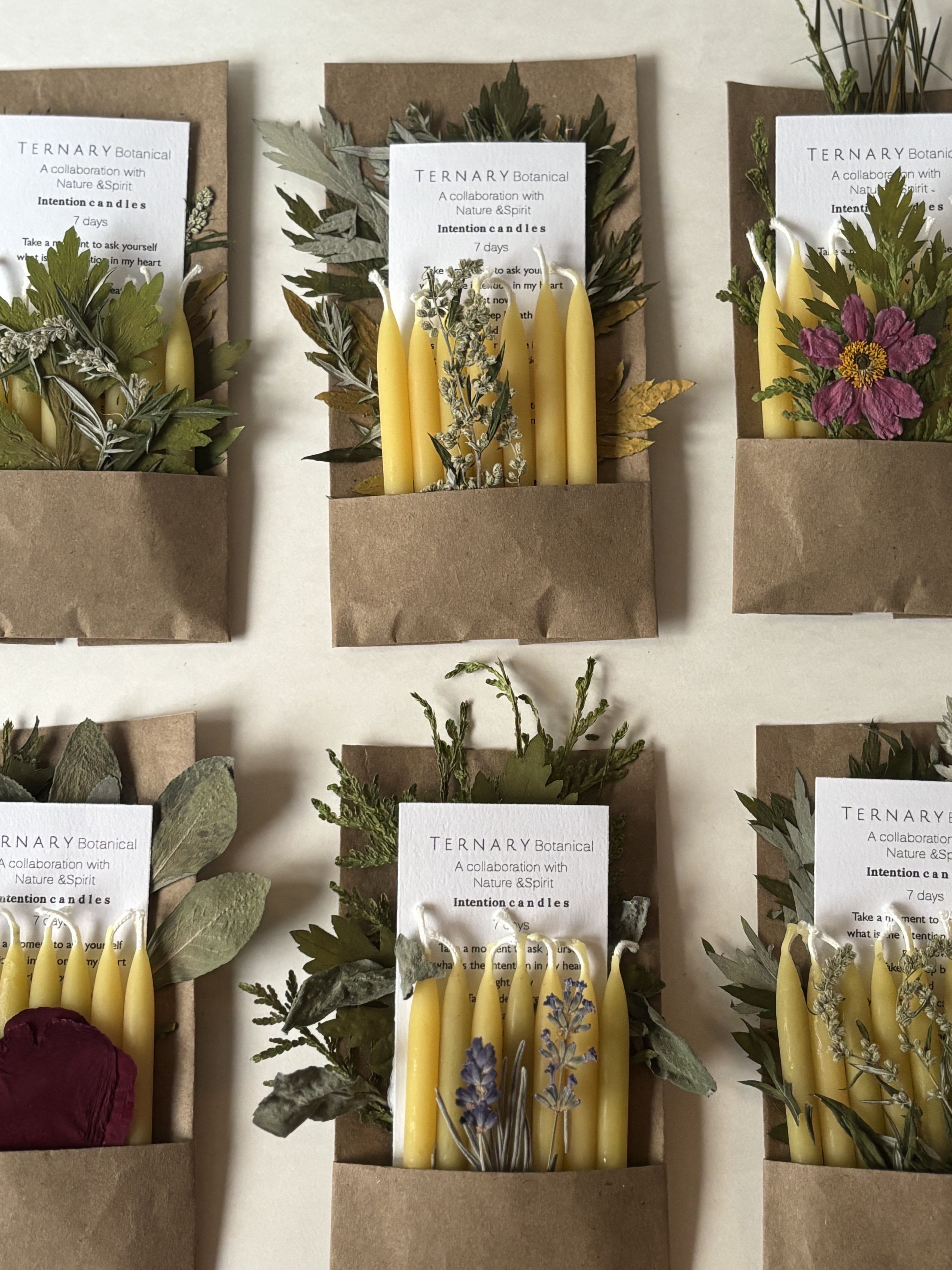 Seven day intention  beeswax candle and smudge bundle 