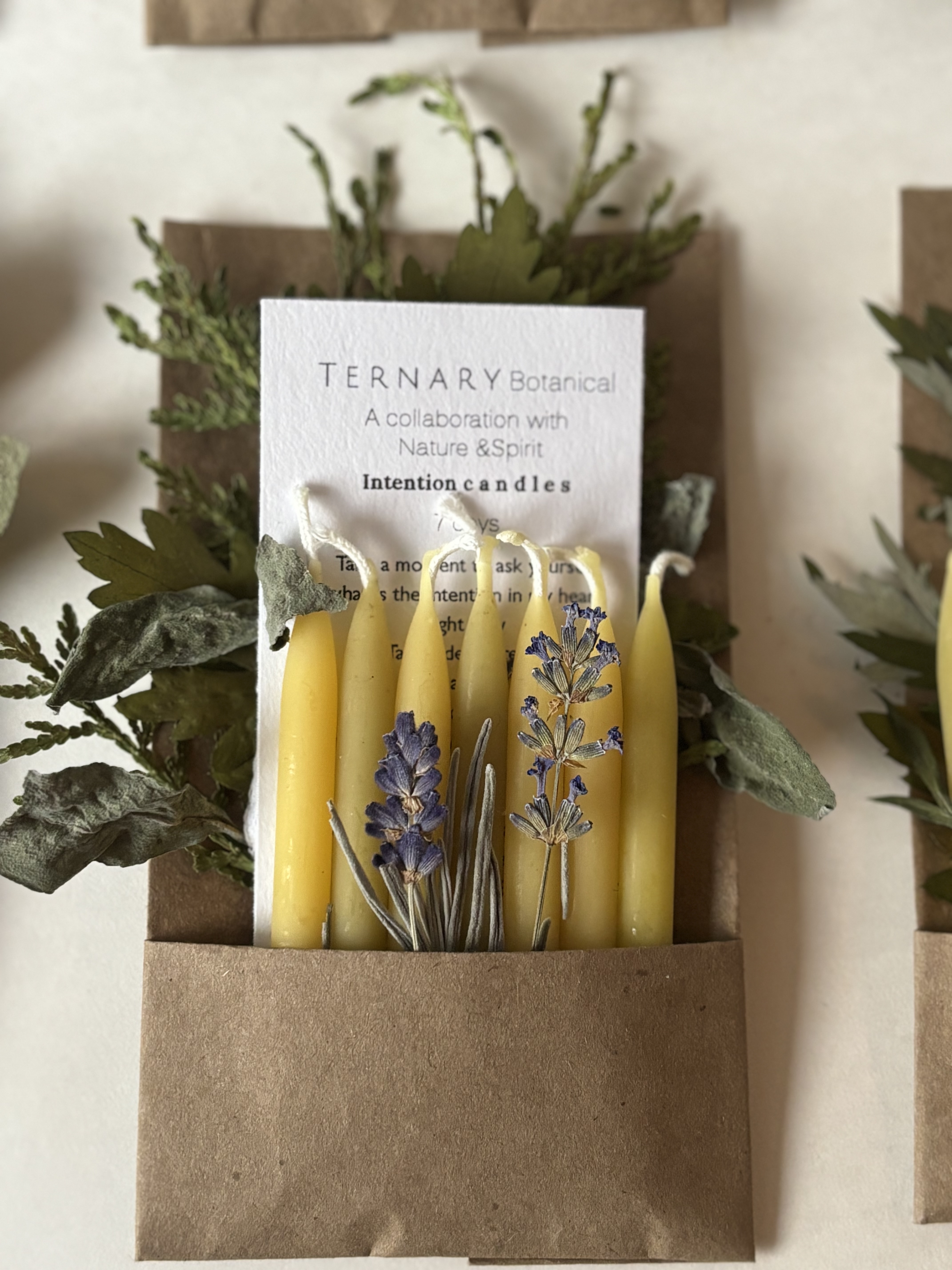 Seven day intention  beeswax candle and smudge bundle 