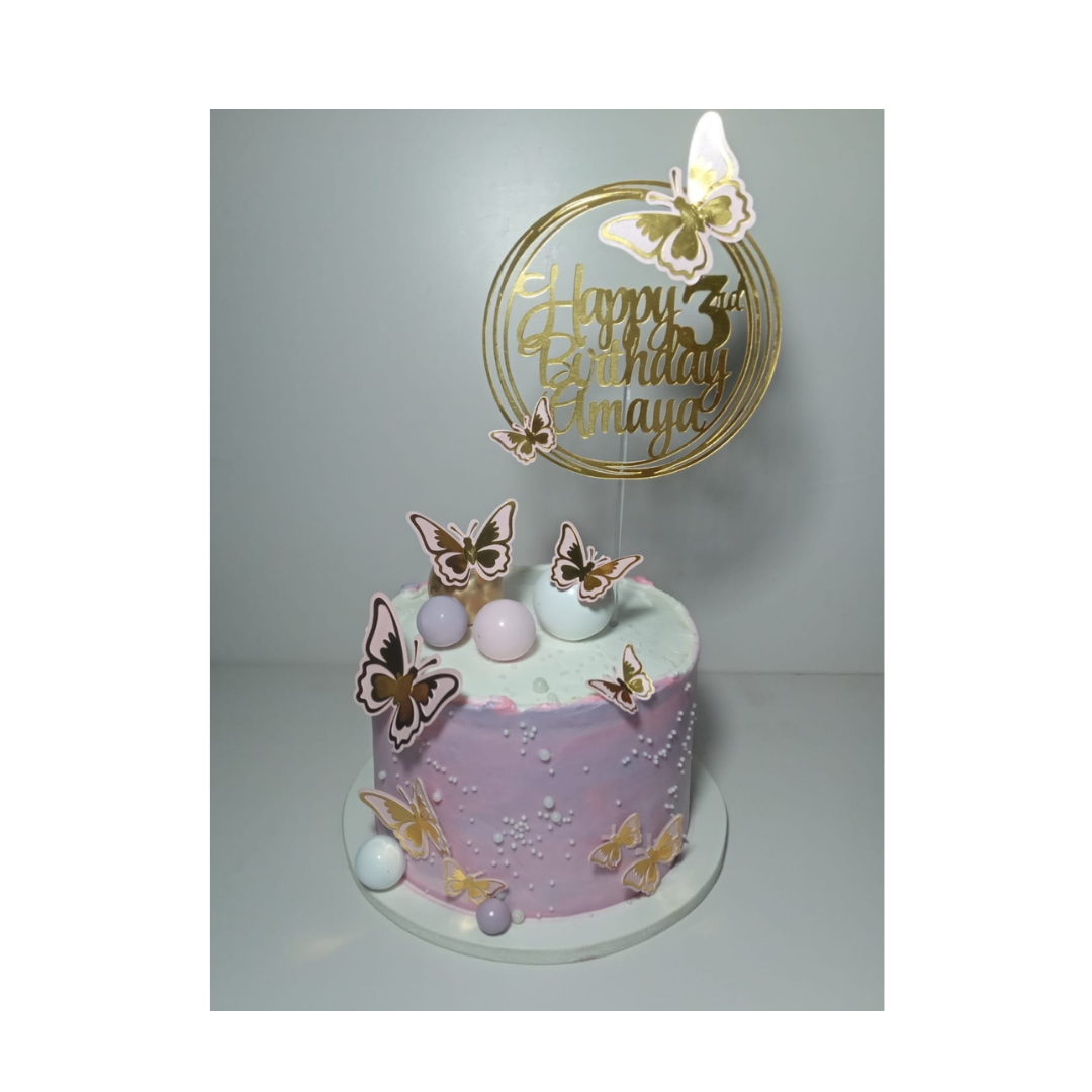 Pink Butterflies Cake Topper Set