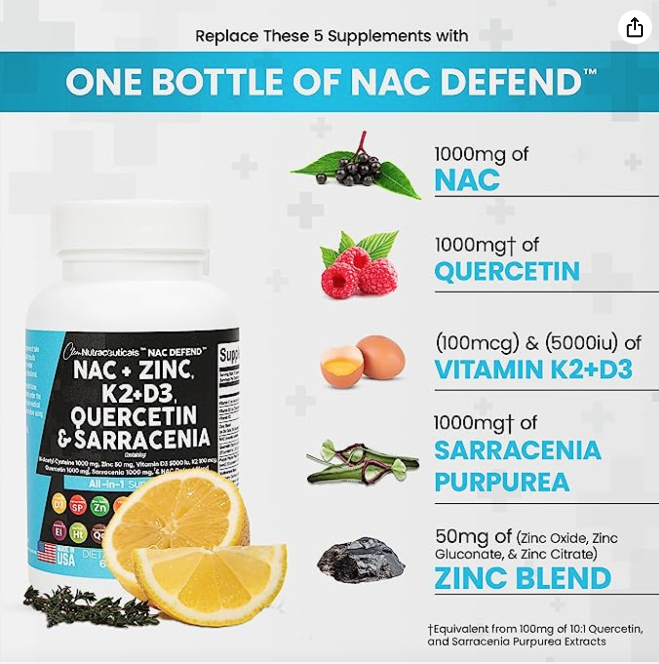 NAC Supplement N-Acetyl Cysteine 1000mg