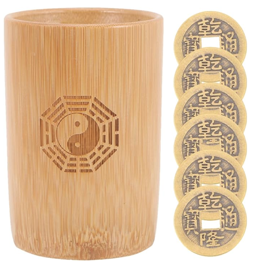 Chinese Bamboo Bucket,  with Ancient Chinese Dynasty Coins