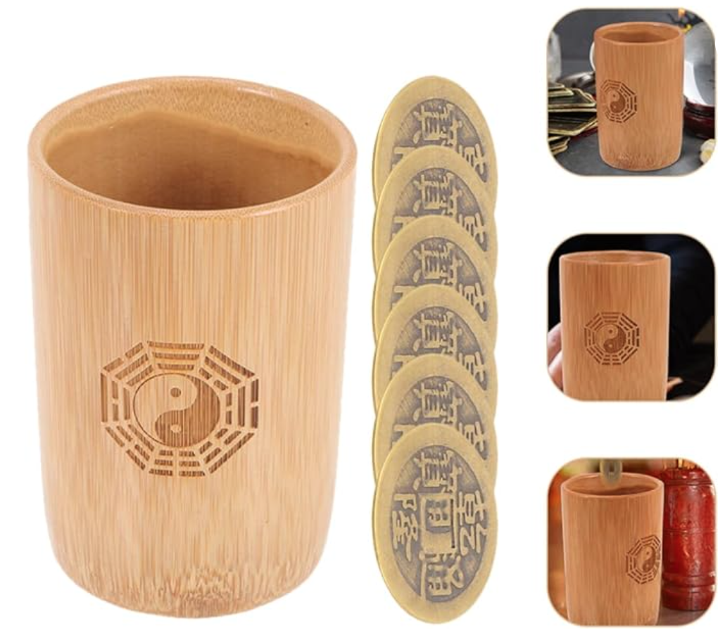 Chinese Bamboo Bucket,  with Ancient Chinese Dynasty Coins