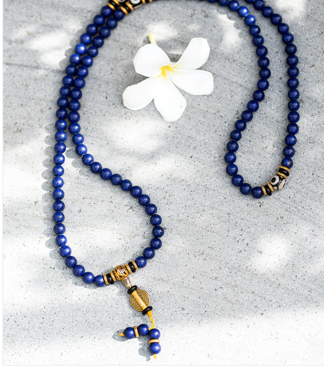 Lapiz Lazuli Meditation Mala Necklace