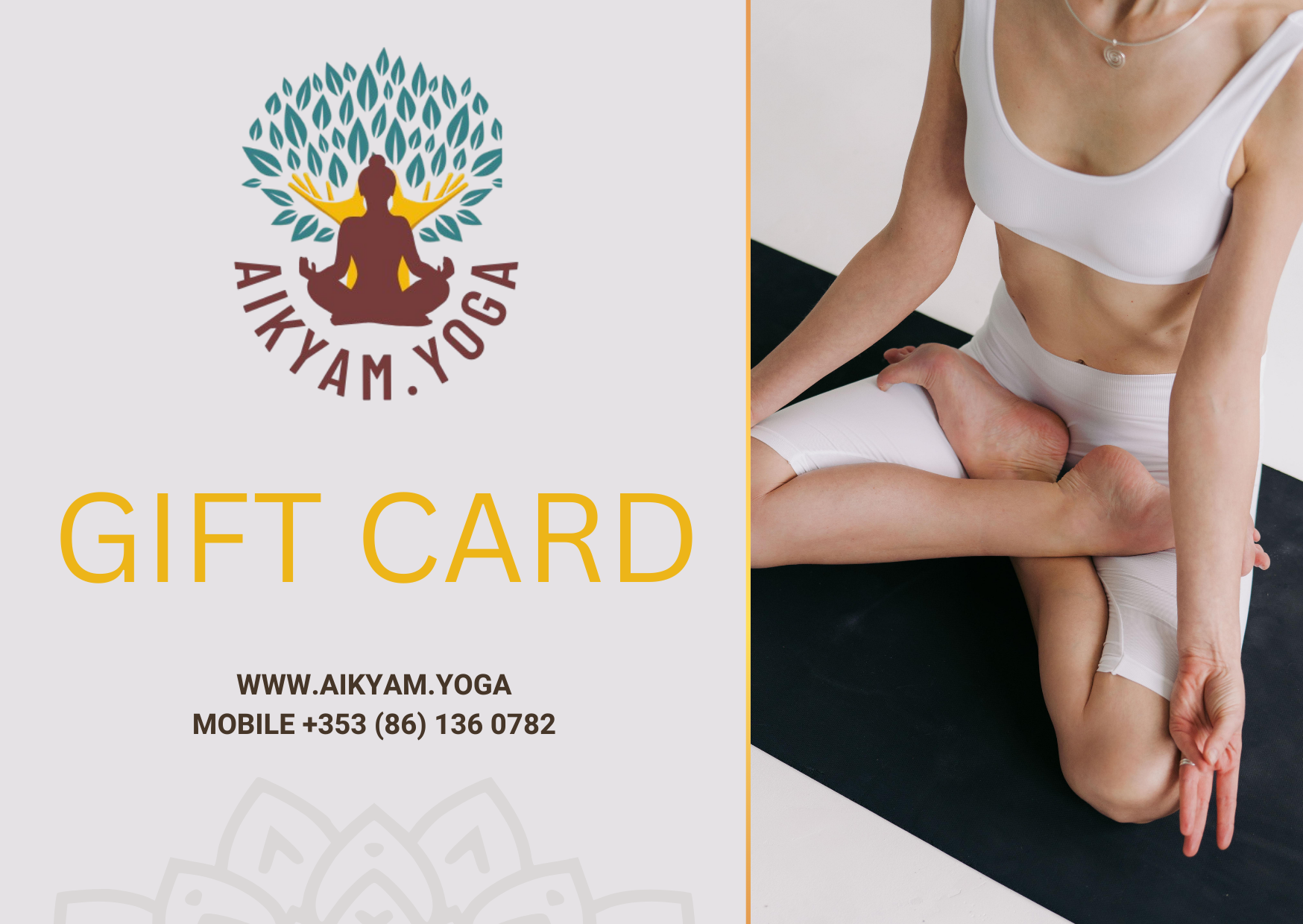 Yoga classes gift card