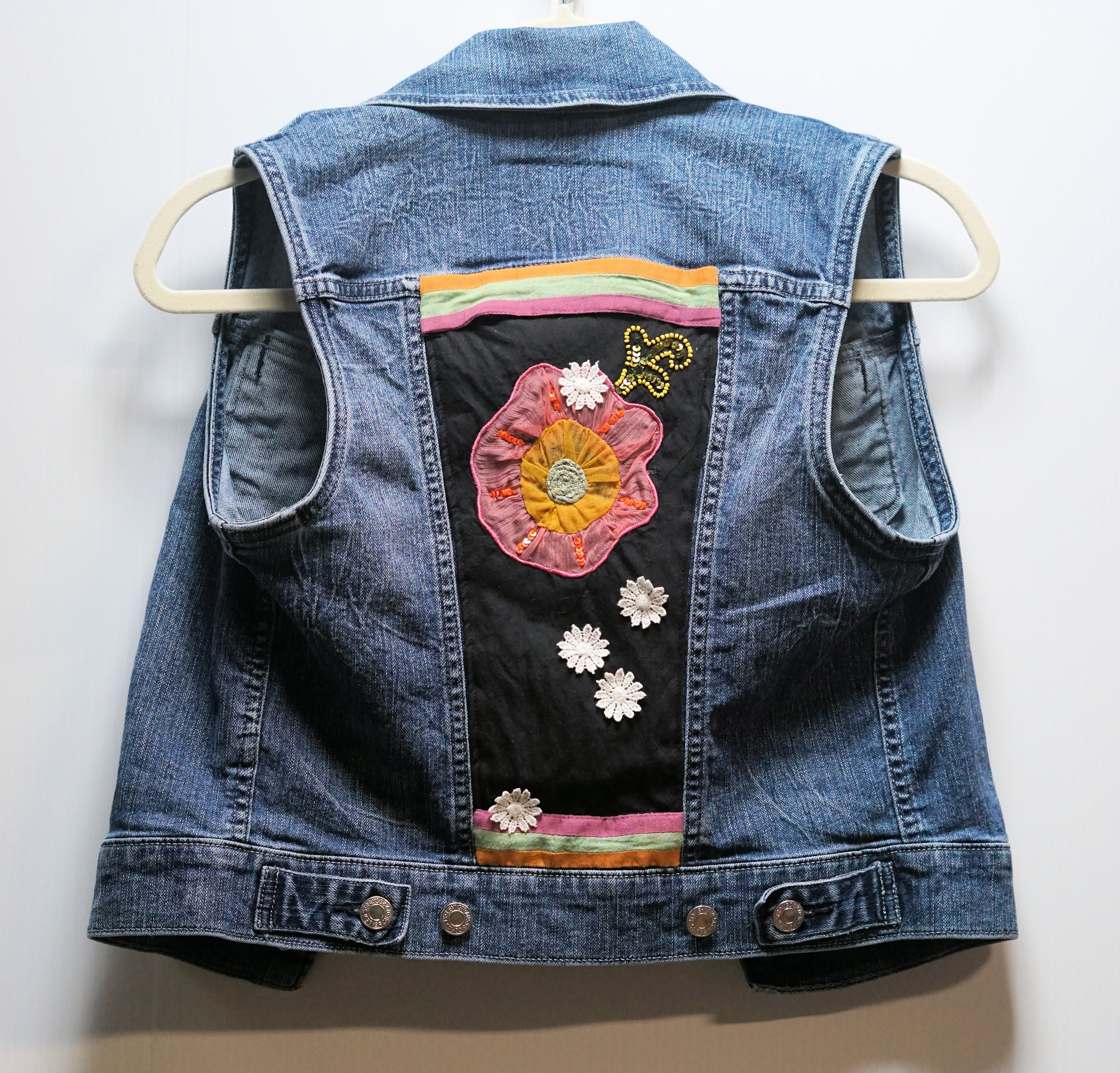 Flower Child Upcycled Jean Vest