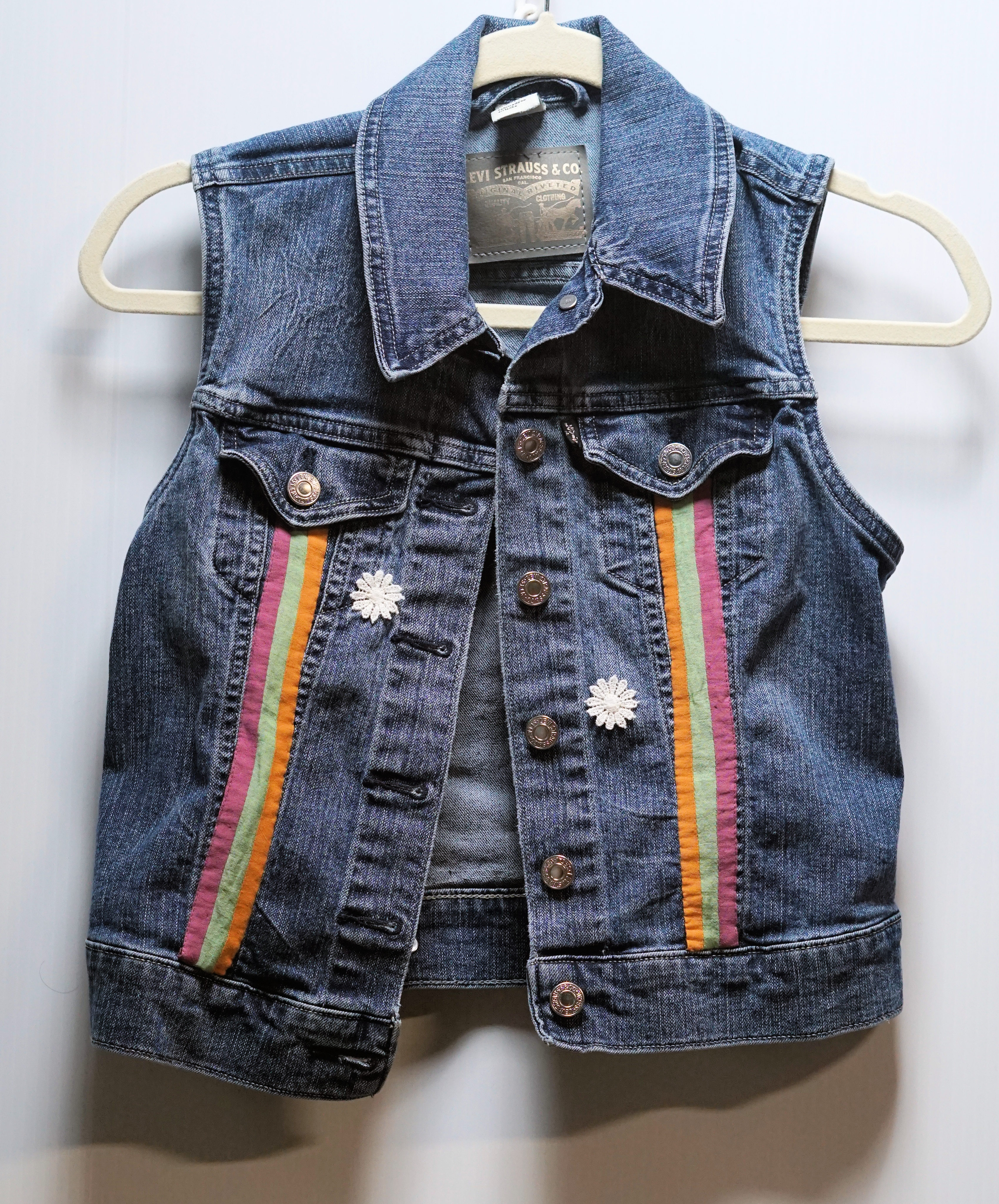 Flower Child Upcycled Jean Vest