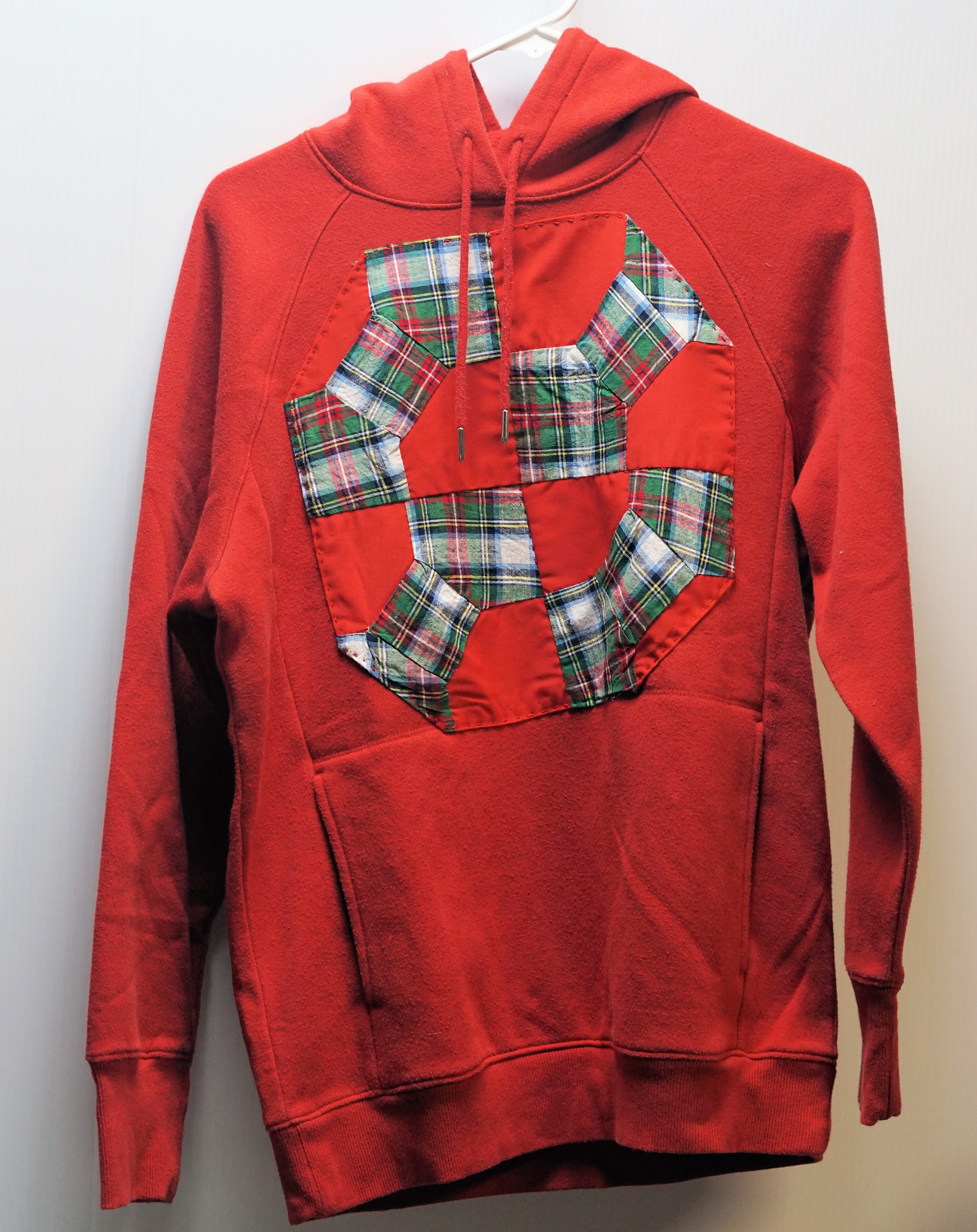 Red Hooded Upcycled Adult Top