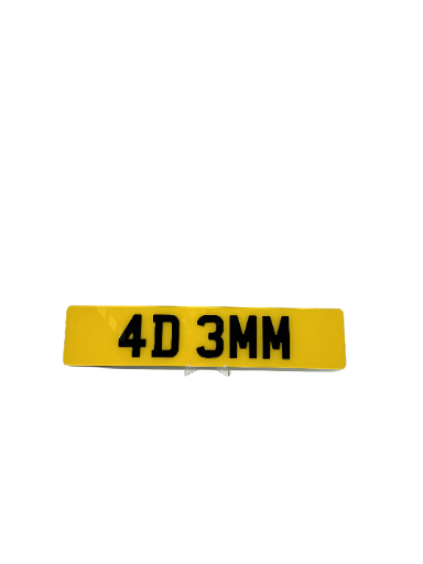 4D 3MM Lettering Style - Only On Oblong Shaped Plate As Seen In Product Image