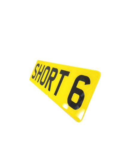Short 6 Shaped Plate - Choose Your Lettering Style
