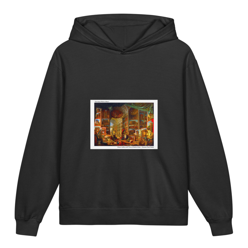 “The Island With A Movie” Picture Gallery with Views of Modern Rome – Giovanni Paolo Panini - Youth lightweight hooded sweatshirt