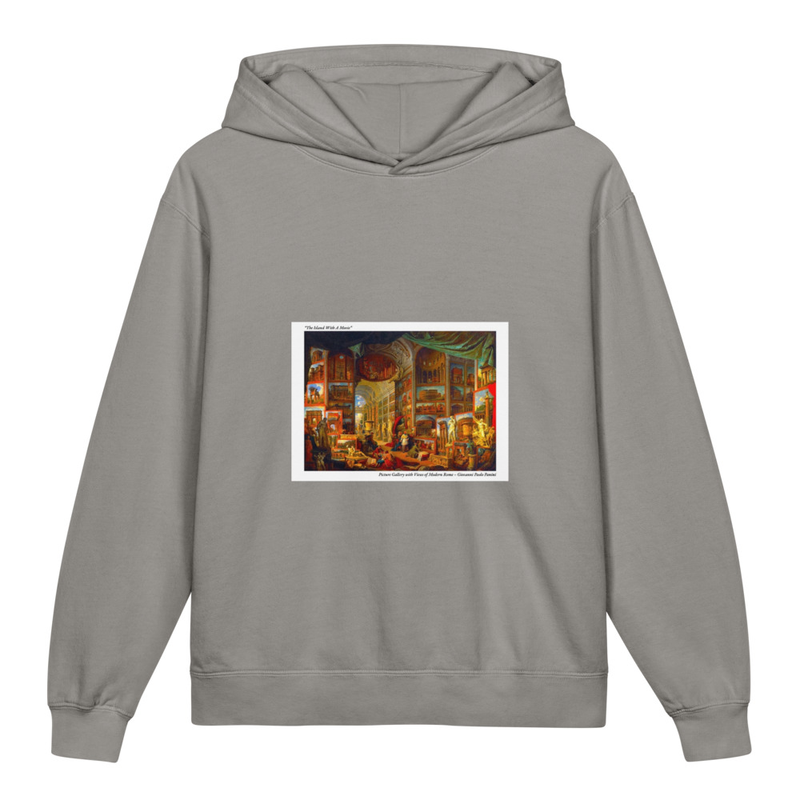 “The Island With A Movie” Picture Gallery with Views of Modern Rome – Giovanni Paolo Panini - Youth lightweight hooded sweatshirt