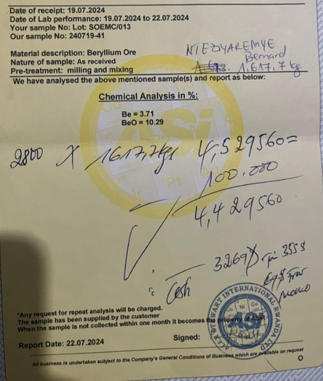 Berrylium ore