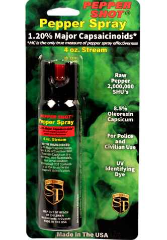 Pepper Shot 1.2% MC 4 oz pepper spray stream