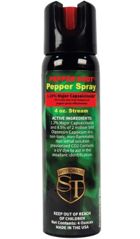 Pepper Shot 1.2% MC 4 oz pepper spray stream