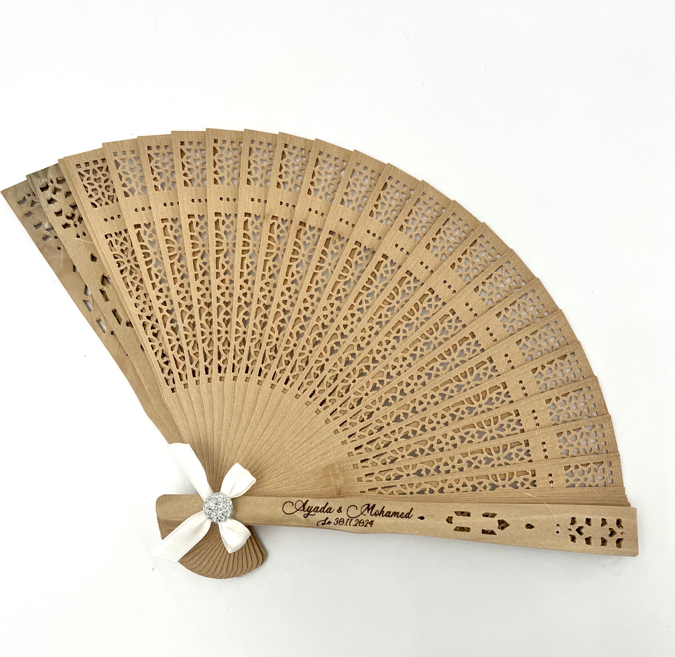 Éventail en bois personnalisé - Lot de 10
