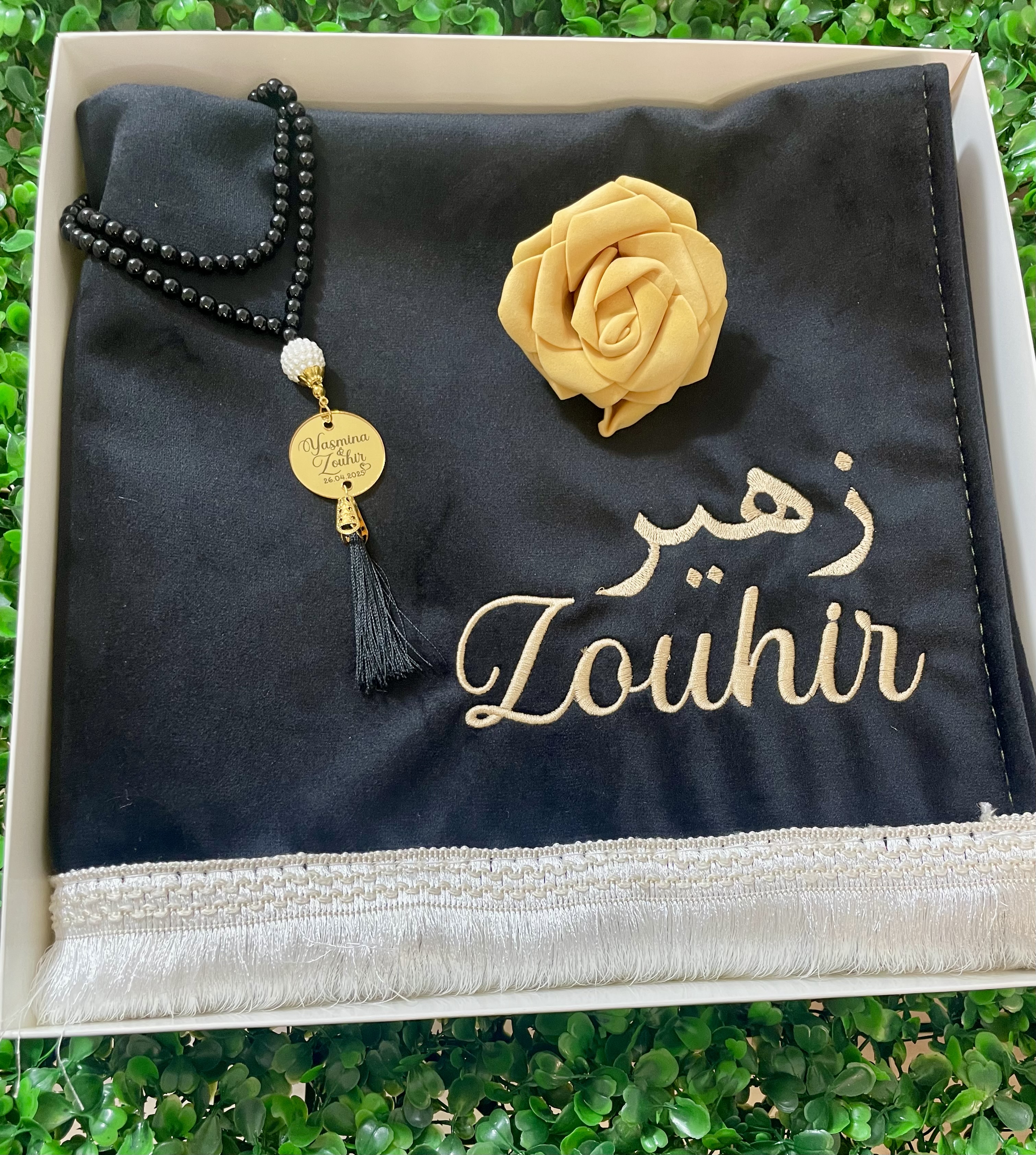 Coffret Cadeau Personnalisé –  Tapis luxe & Chapelet
