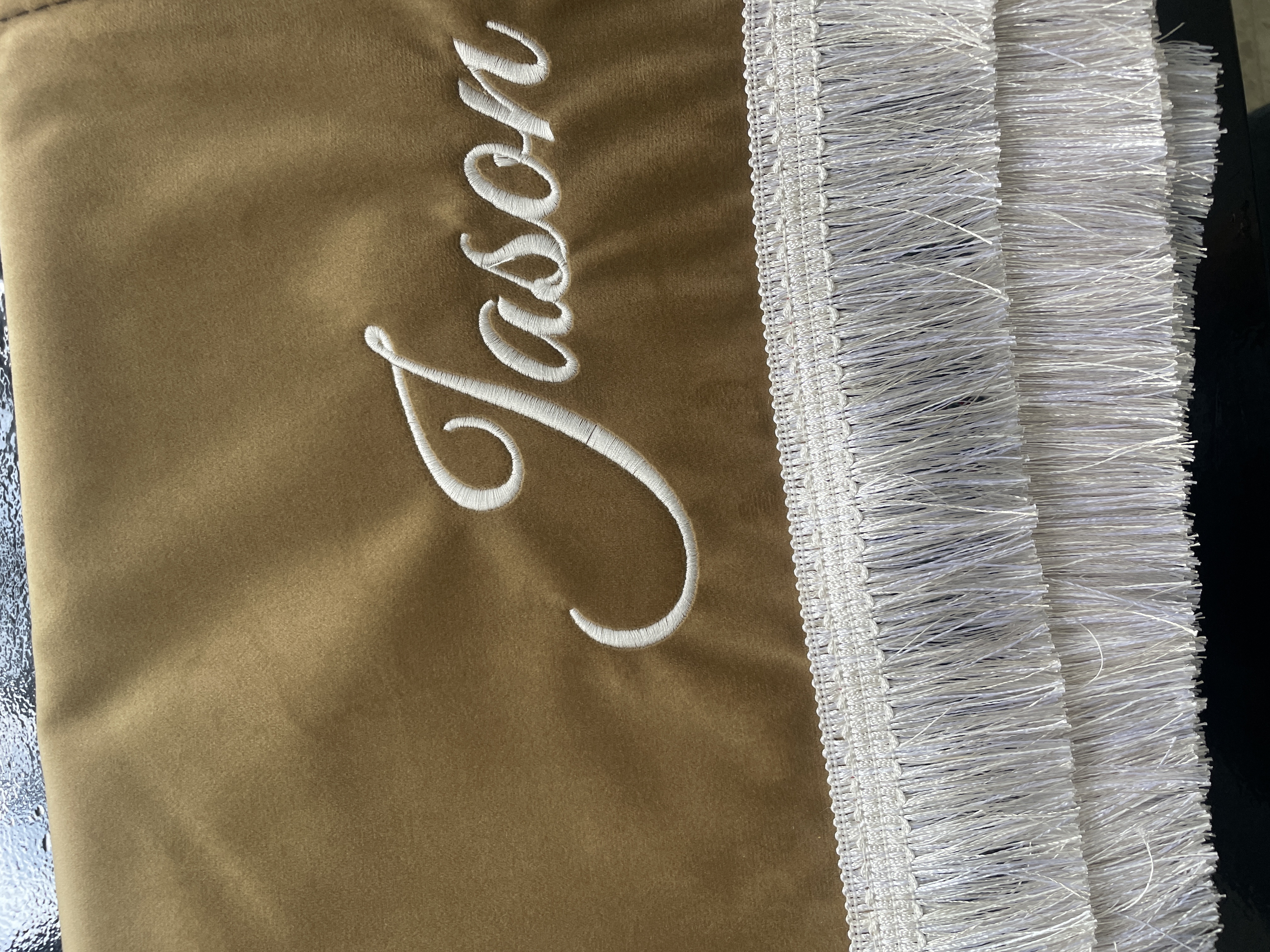 Tapis de prière luxe à frange blanche