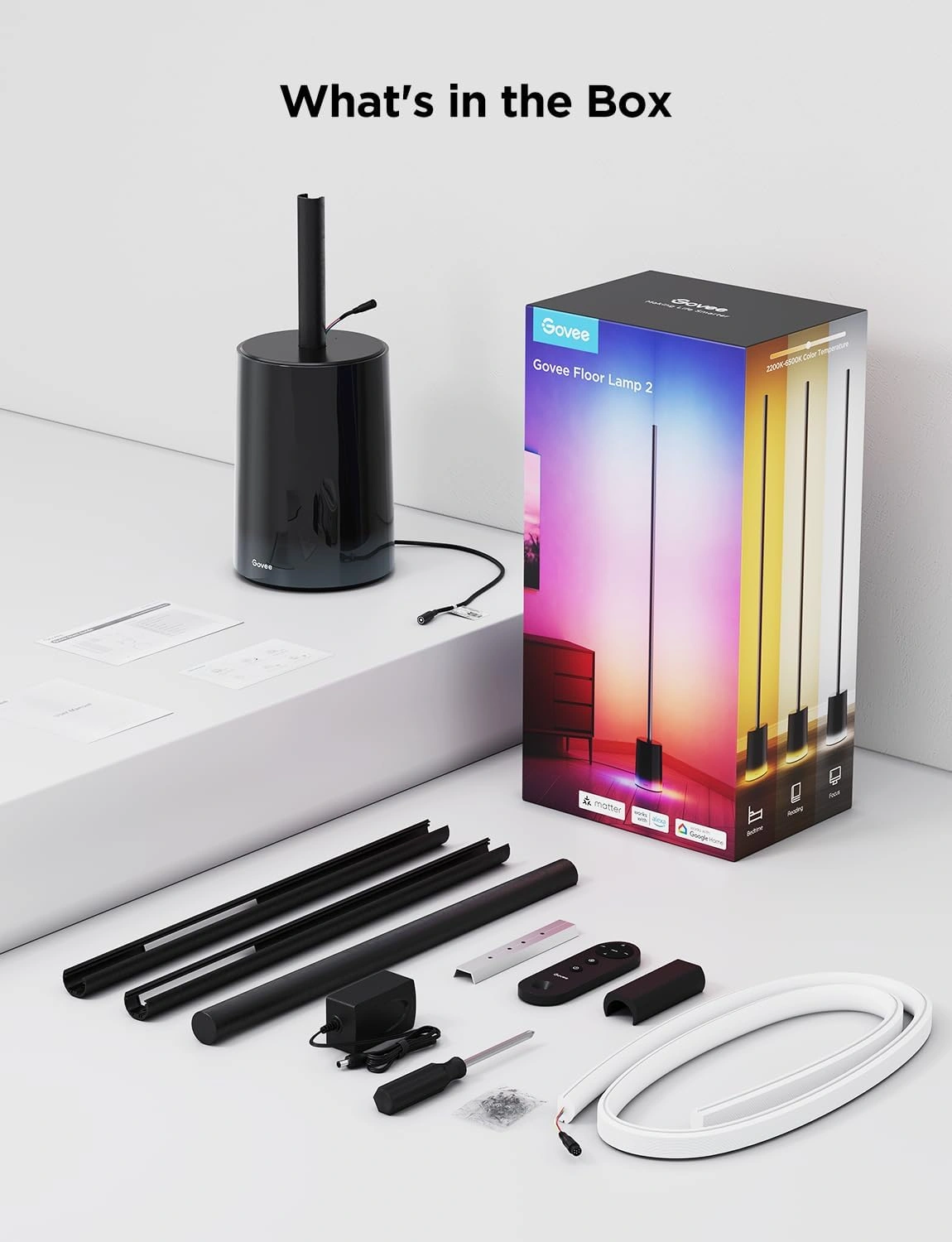 ستاند ارضي RGBICWW كوفي ماتر طول 150 سم قاعده اسود