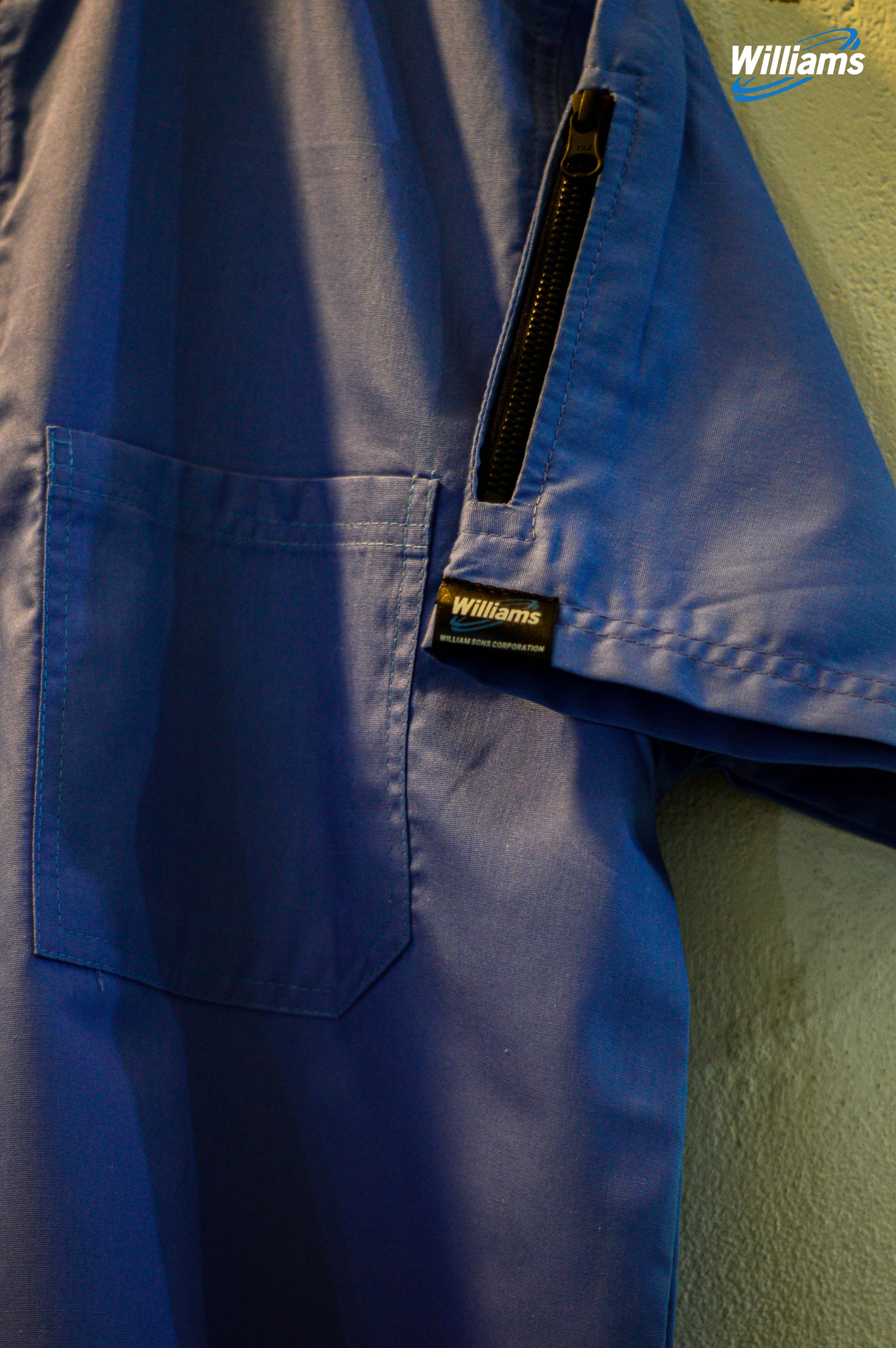 Sky Blue Button Crew Neck Unisex Scrub | William Sons Corp