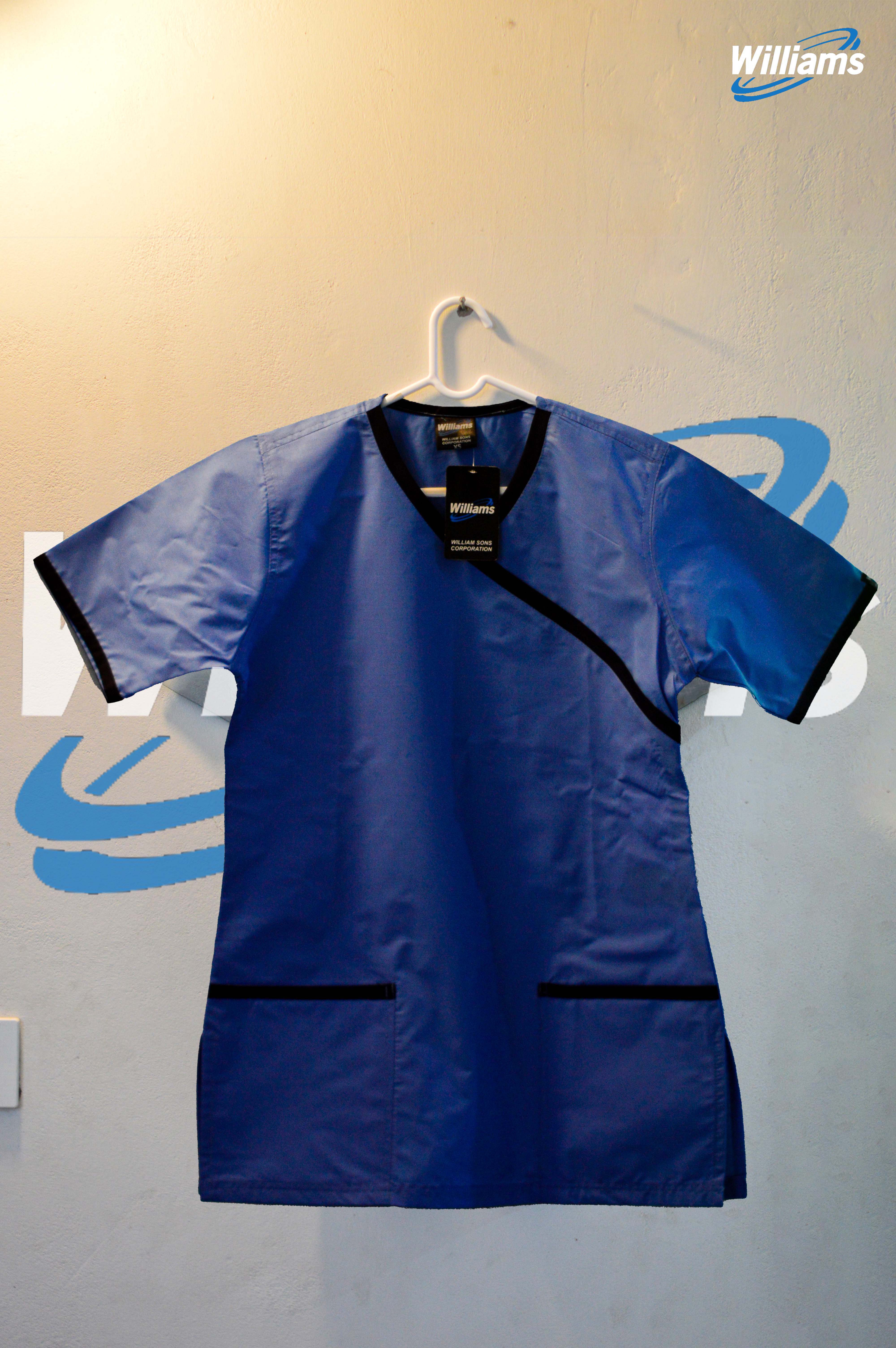 Sky Blue Scrub with Black Lining | 100% Cotton | Wrinkle-Free