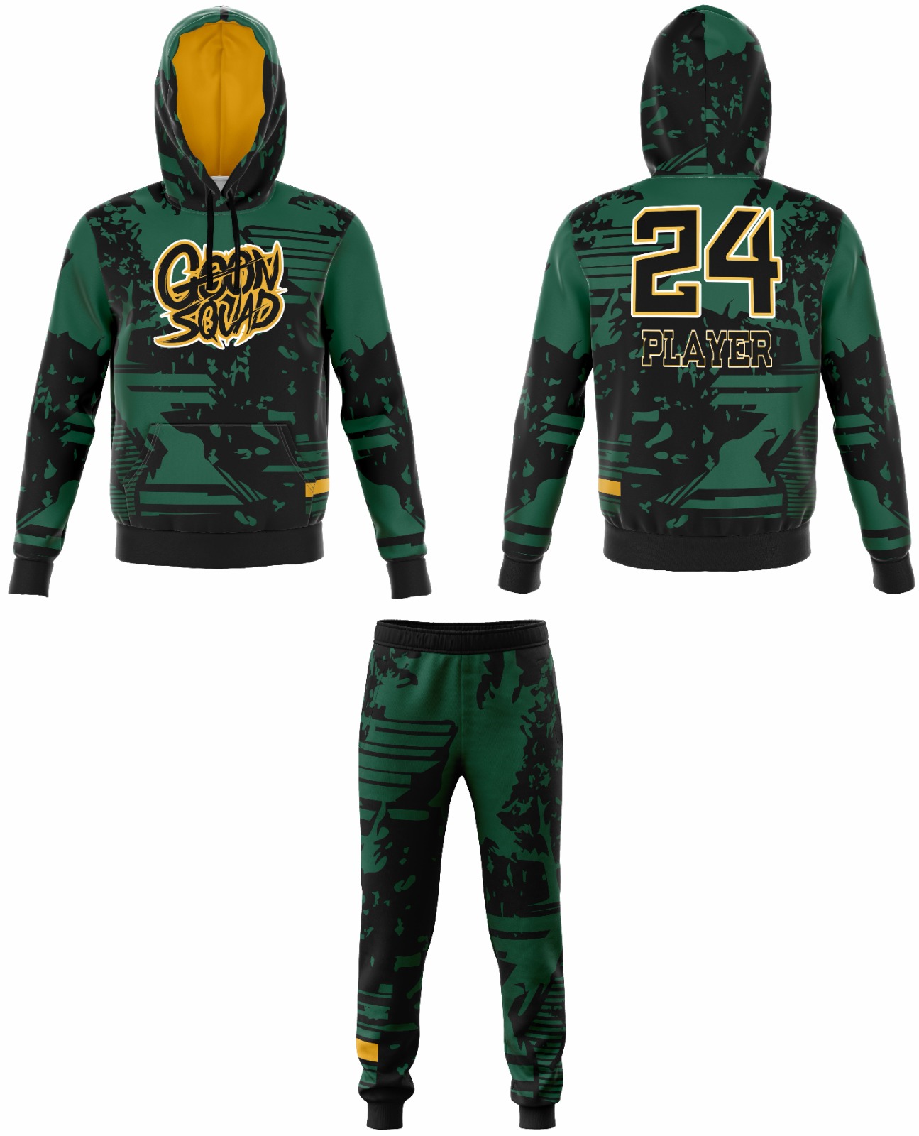 Green Camouflage Hoodie and Pants Set