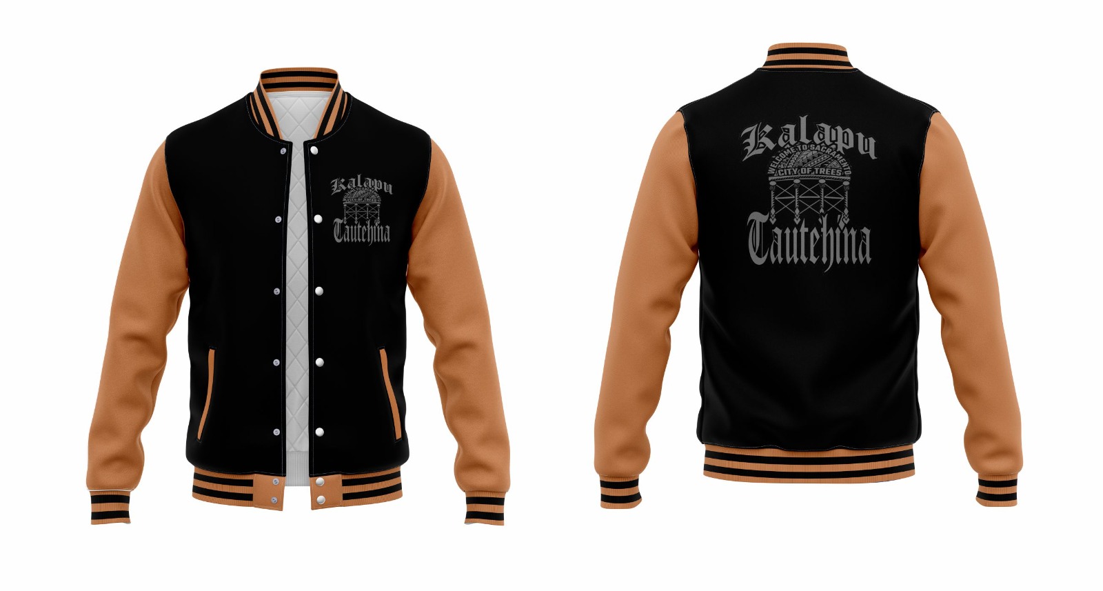 Stylish Black and Tan Varsity Jacket