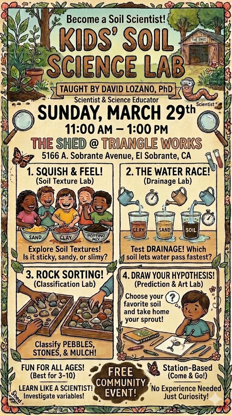 3/29, 11-1PM, Kids' Soil Science Lab