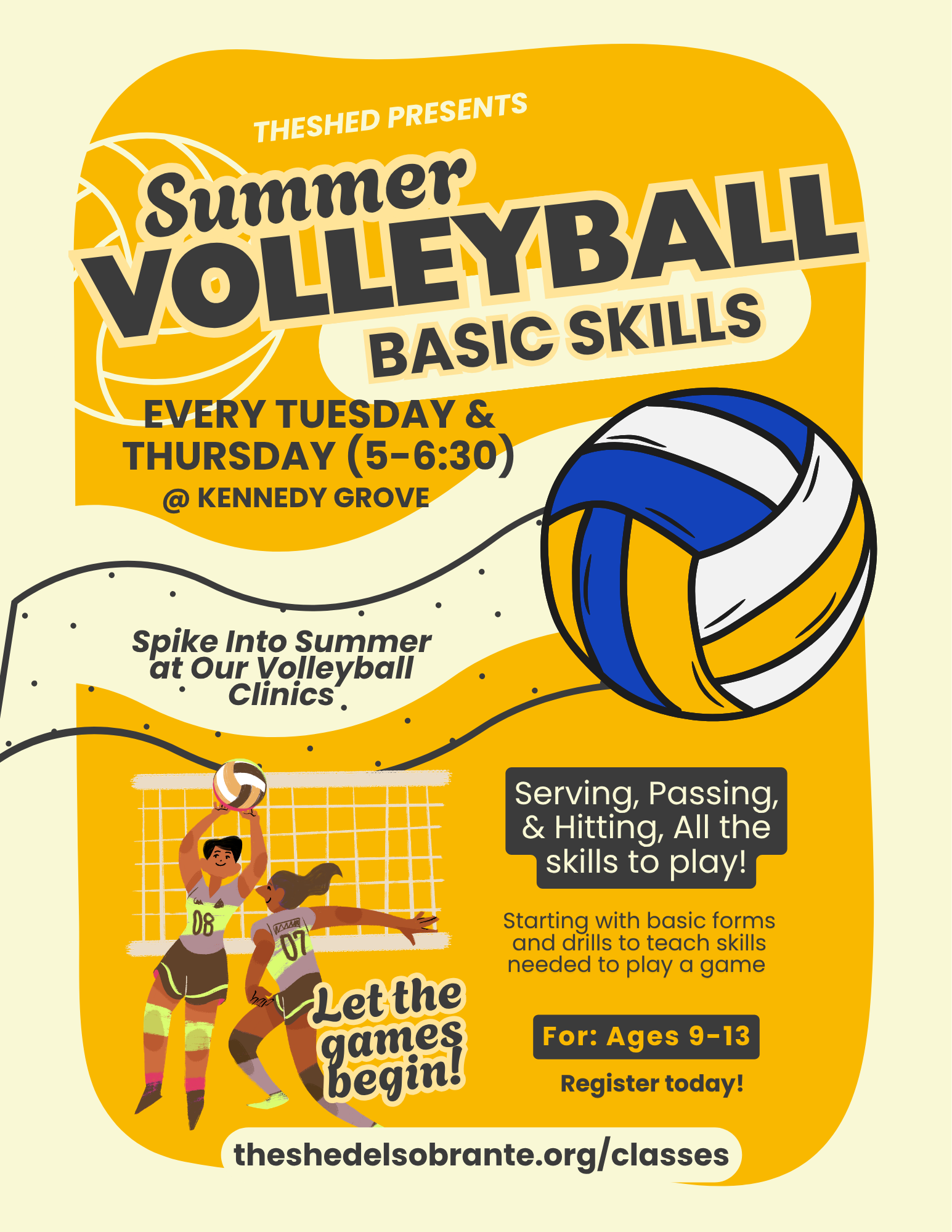 Basic Volleyball Skills Clinic, Tuesdays and Thursdays