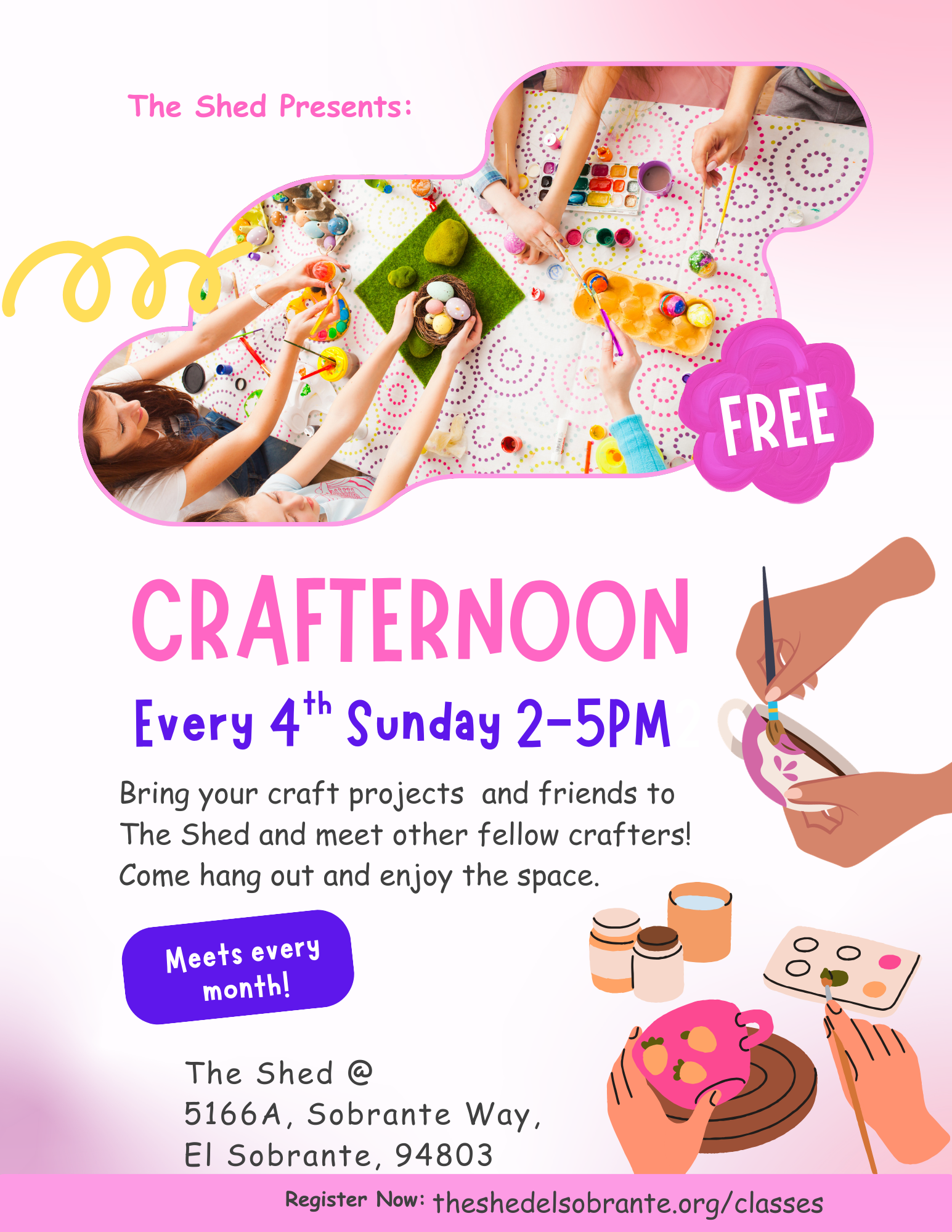 3/22, 3PM-5PM:  Crafternoon @ The Shed