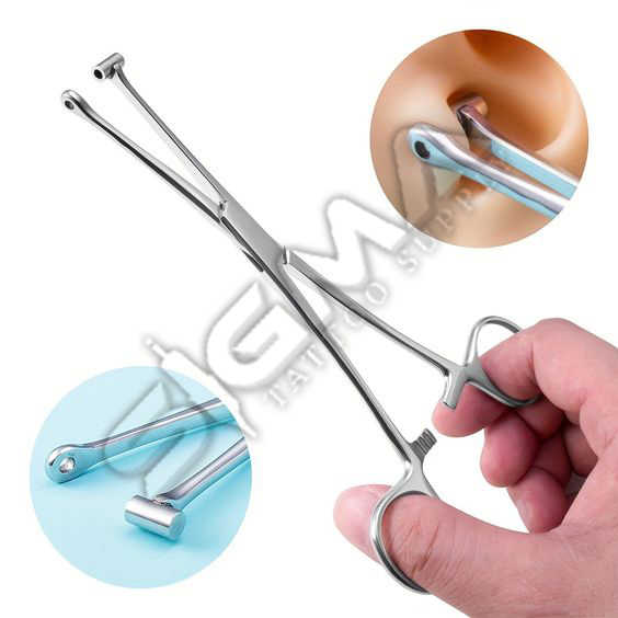 Stainless Steel Bucket End Tragus Type Forceps