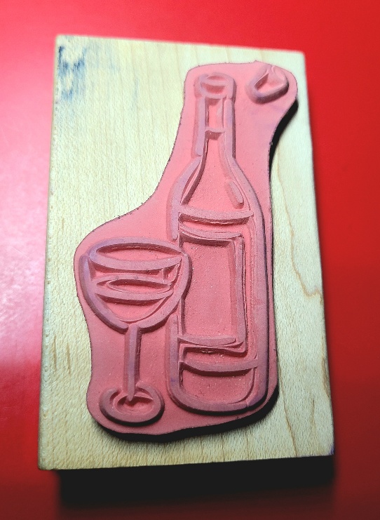 Stamps Happen, Inc. Wine Bottle and Glass Rubber Stamp
