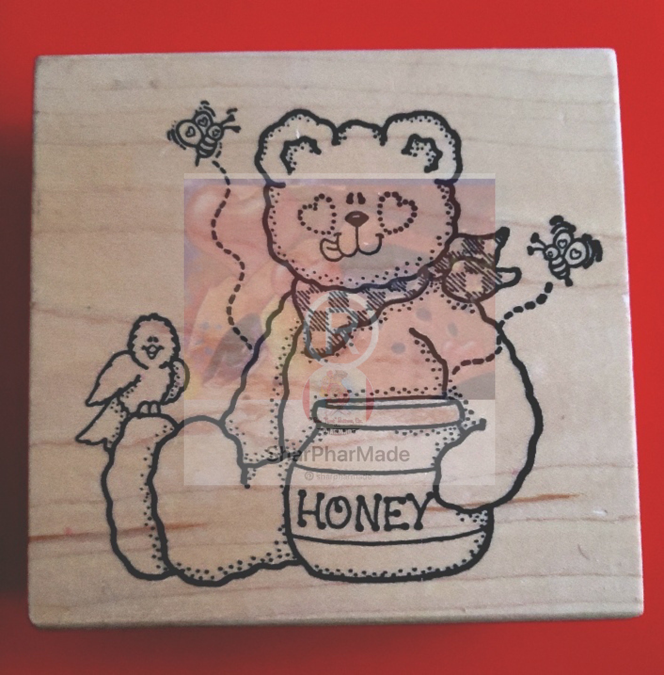 Darcie's Country Folk S0307 RARE Vintage Honey Bear Rubber Stamp