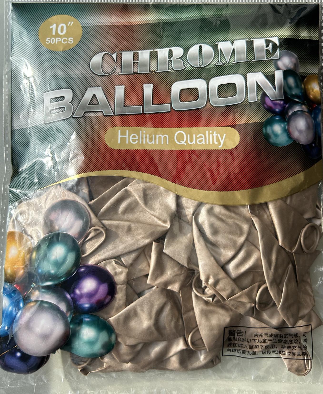 Chrominiai balionai 25cm (50 vnt)