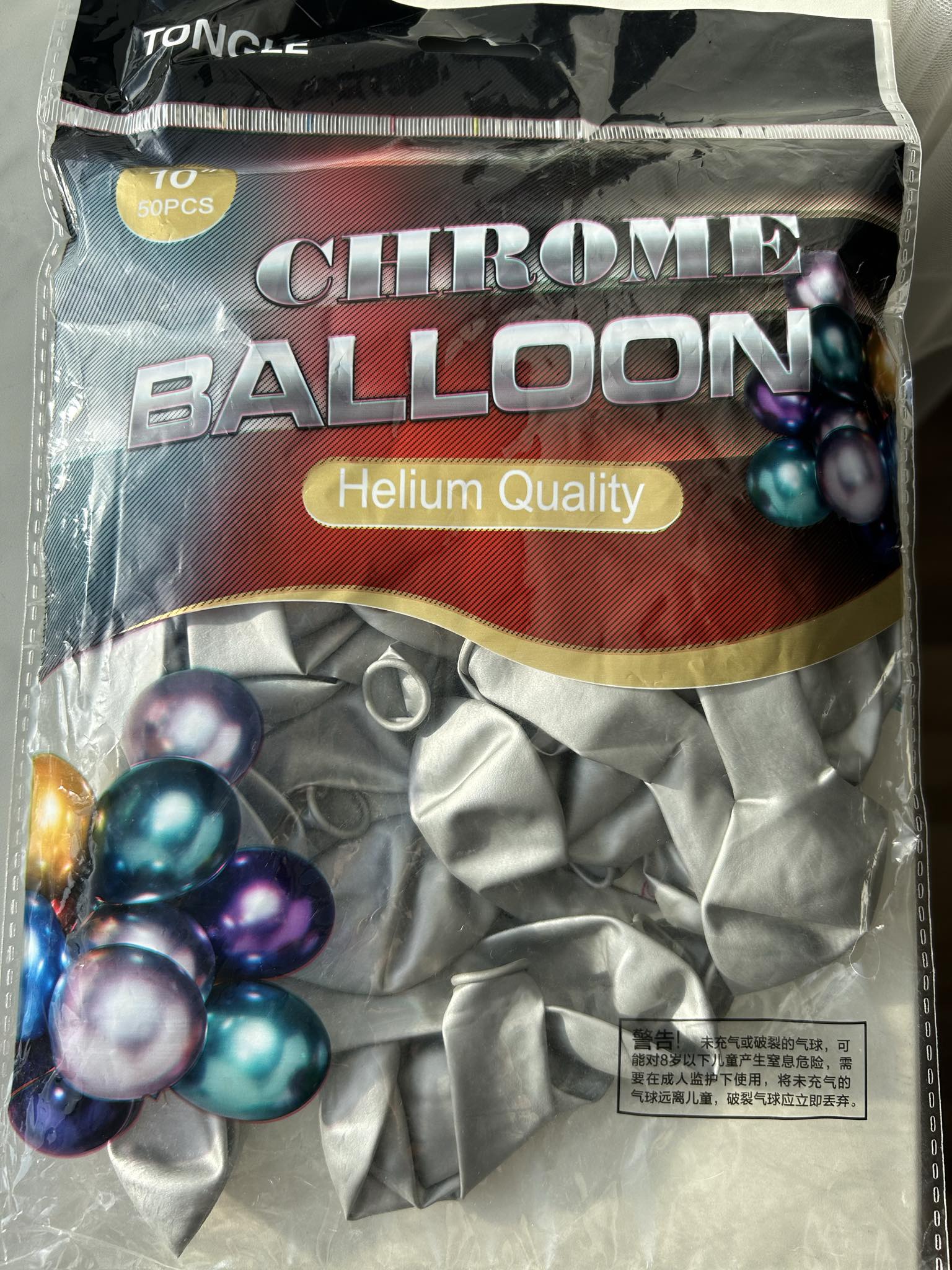 Chrominiai balionai 25cm (50 vnt)
