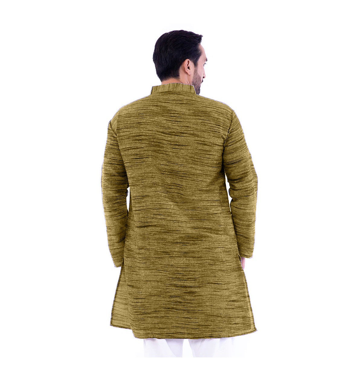 Aaryavar Men's Khadi Cotton - Kurta Pyjama Set - Tuscan Sun - Dark Yellow Color