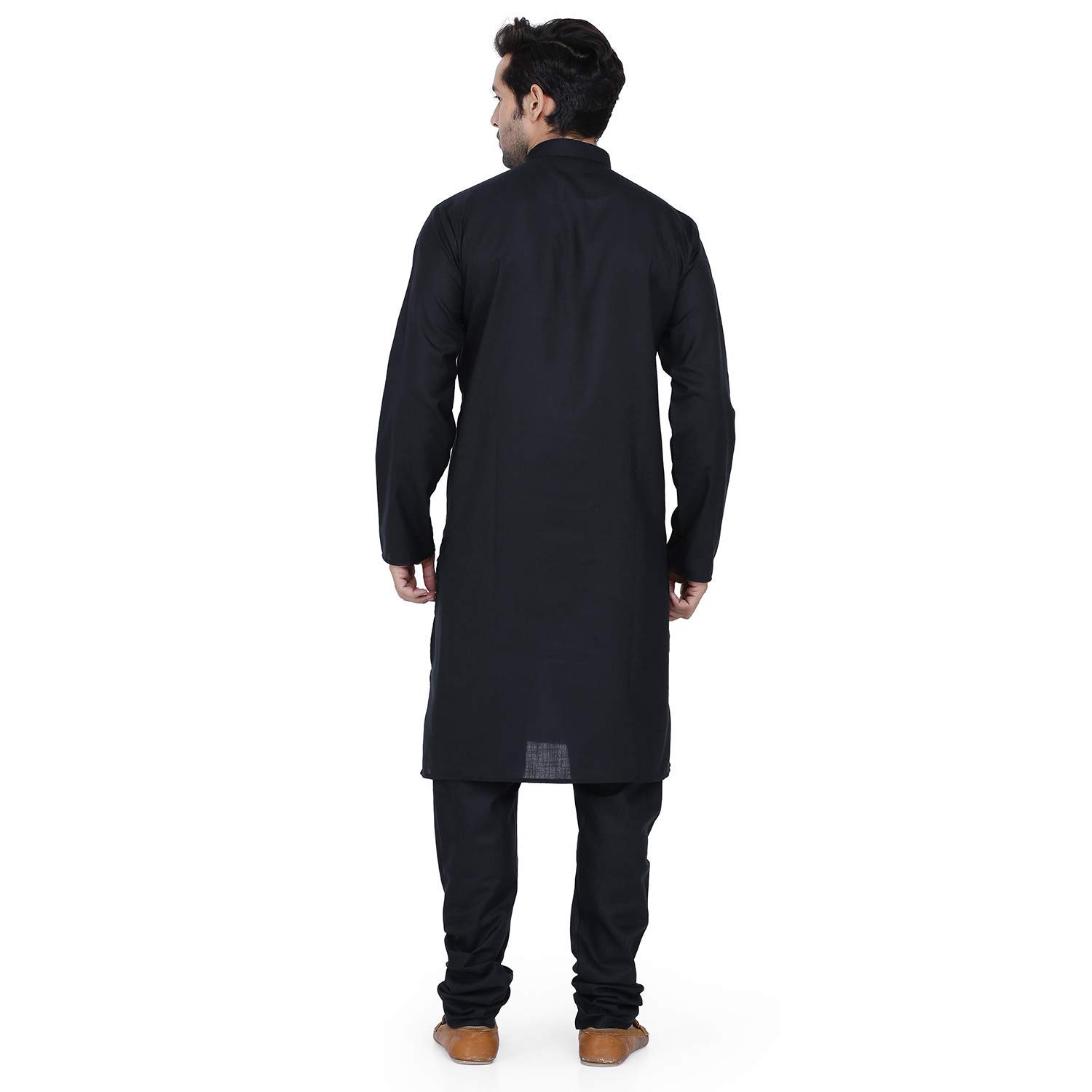 Aaryavar Black Men's Khadi Cotton- Kala Kurta Pyjama - Wakhra Swag - Kurta Pyjama Set