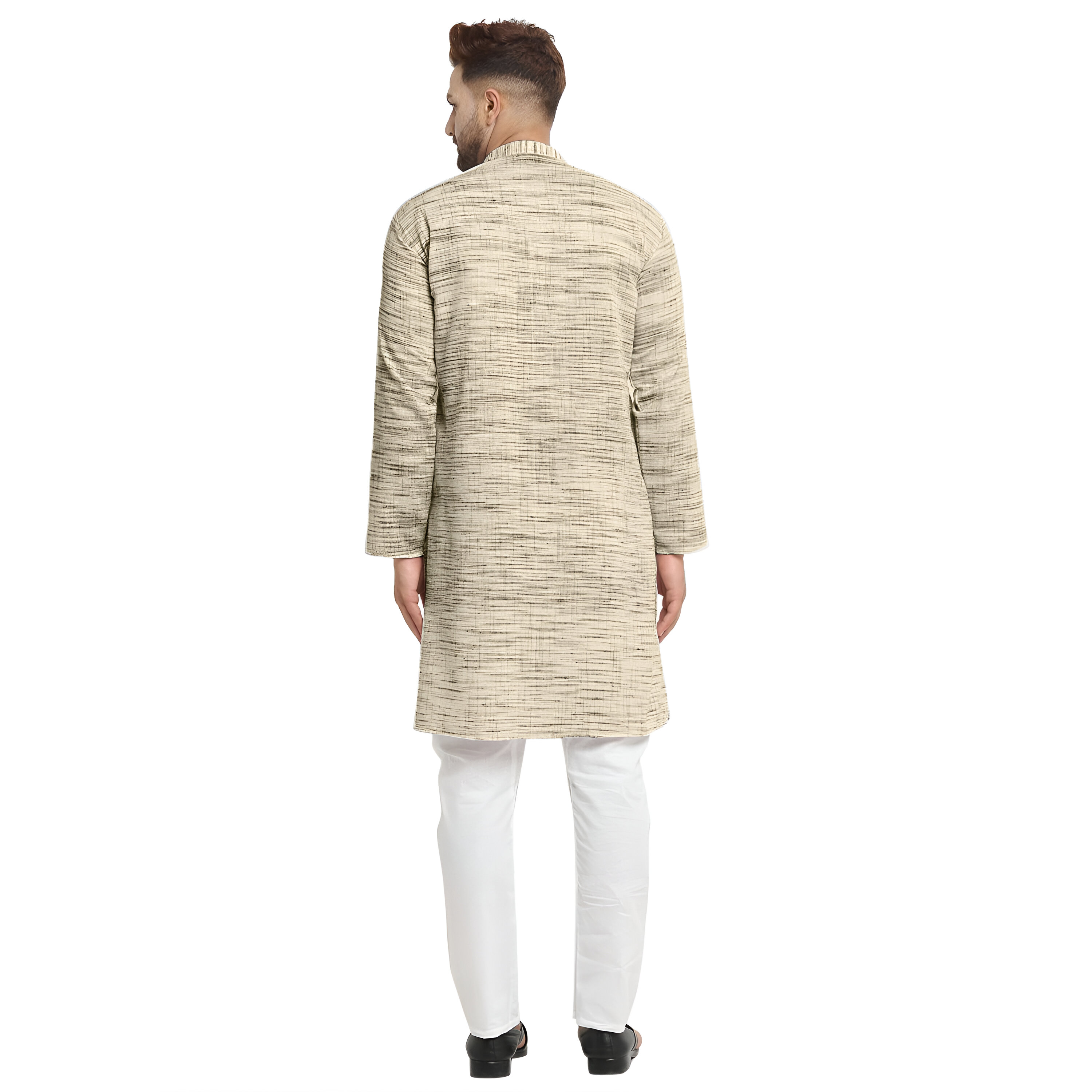 Men's Khadi Cotton - Kurta Pyjama Set - Beige Color