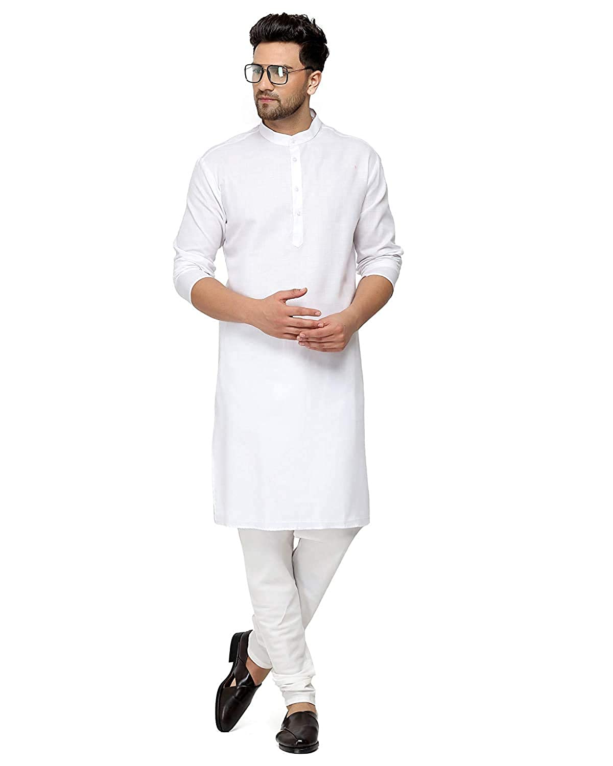 Aaryavar White Men's Khadi Cotton - Kurta Pyjama Set