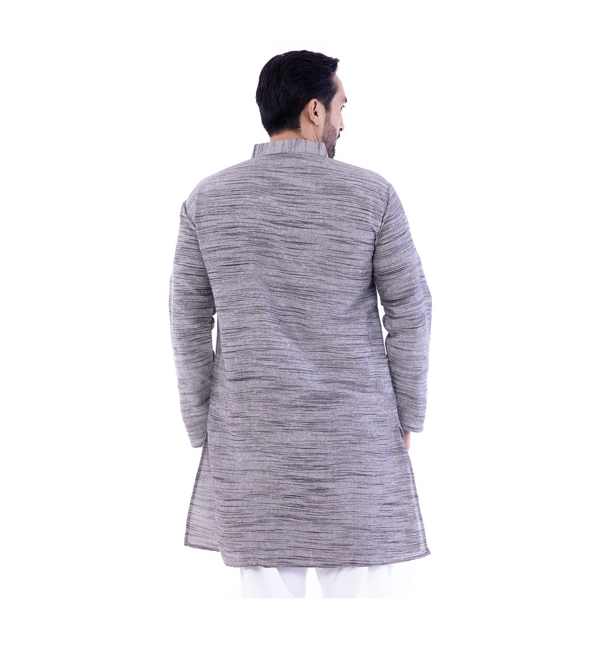 Aaryavar Men's Khadi Cotton - Dark Grey - Kurta Pyjama Set