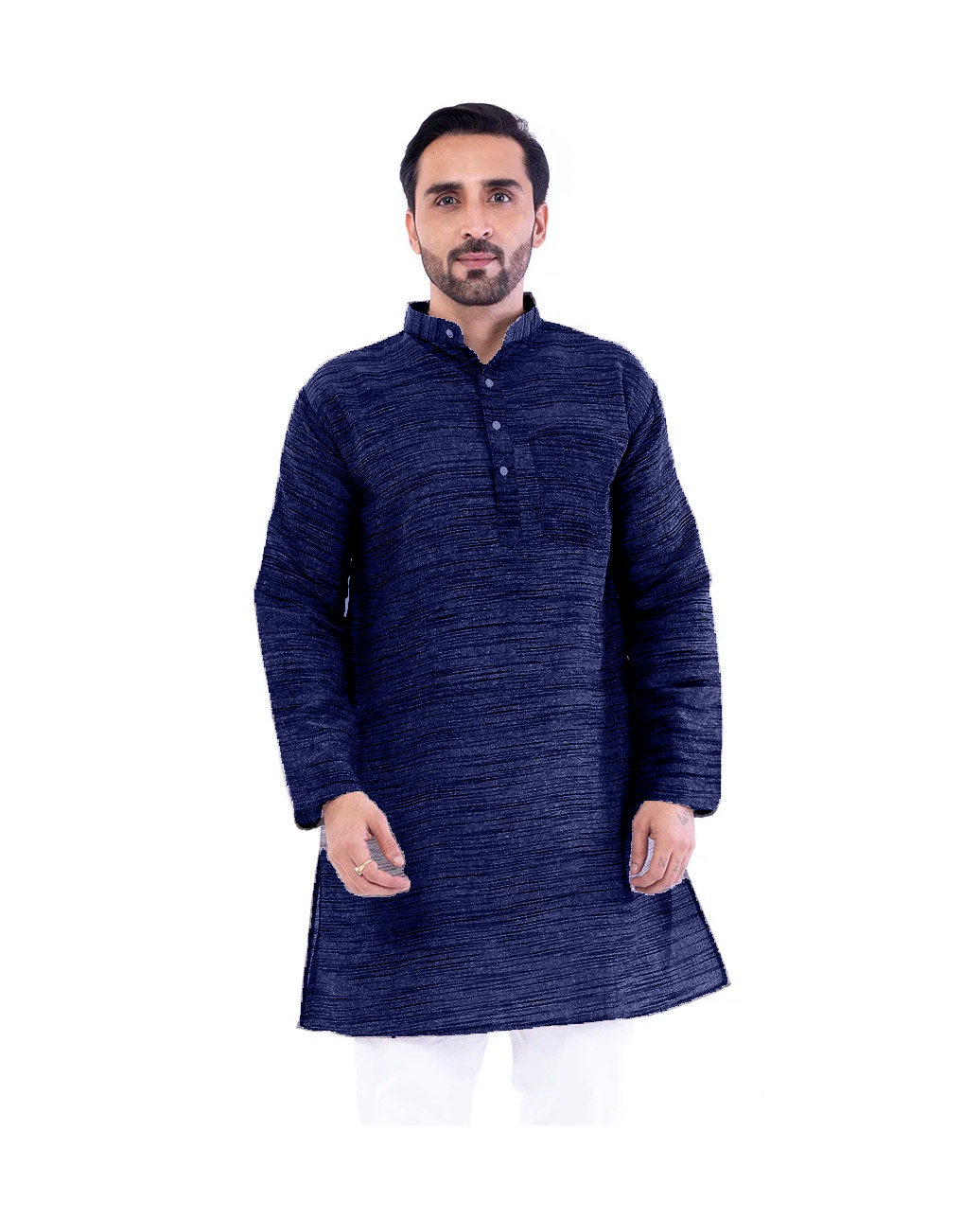 Aaryavar Men's Khadi Cotton - Kurta Pyjama Set - Royal Blue Color