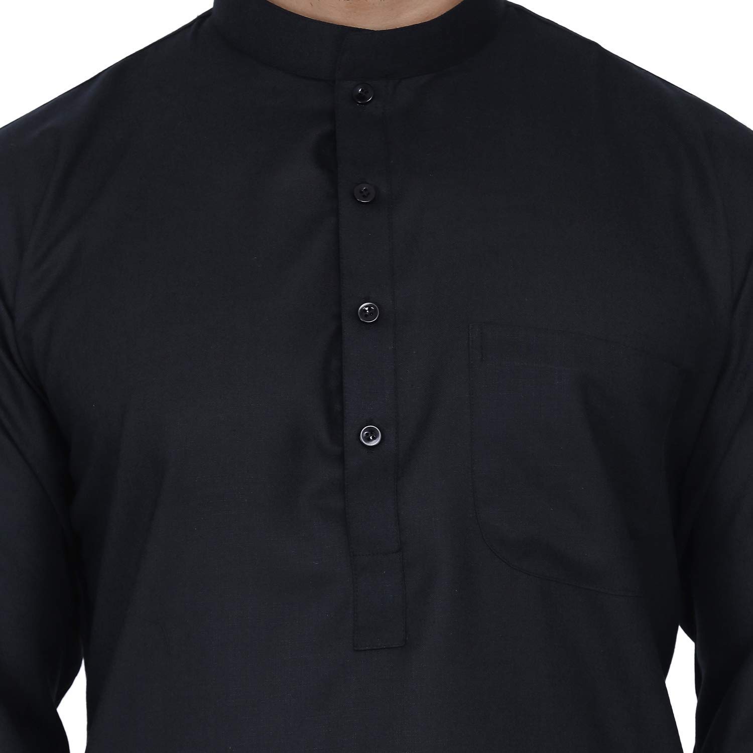 Aaryavar Men's Khadi Cotton Relaxed Kurta - Black Color