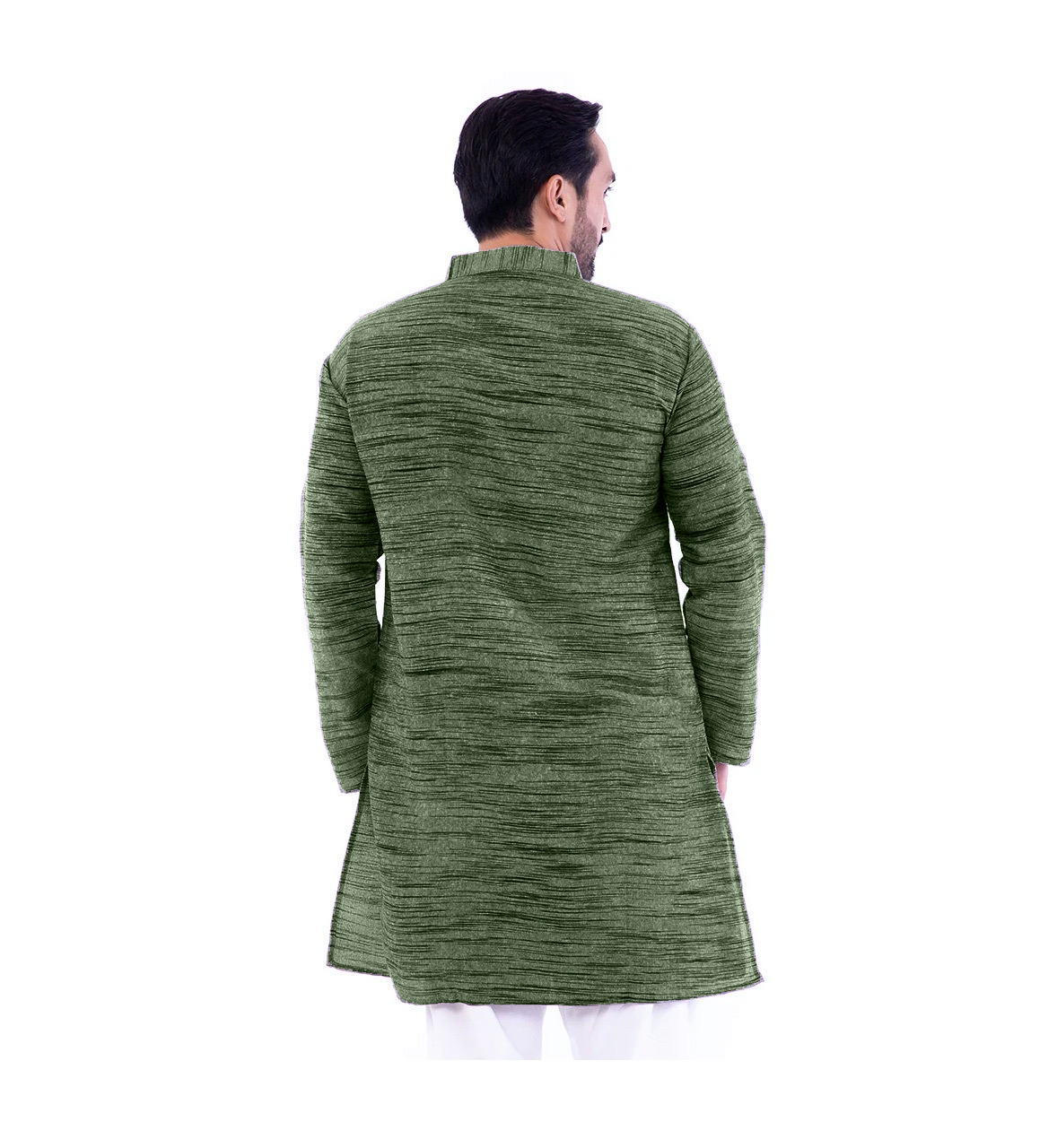 Aaryavar Men's Khadi Cotton Relaxed Kurta - Dark Green Color