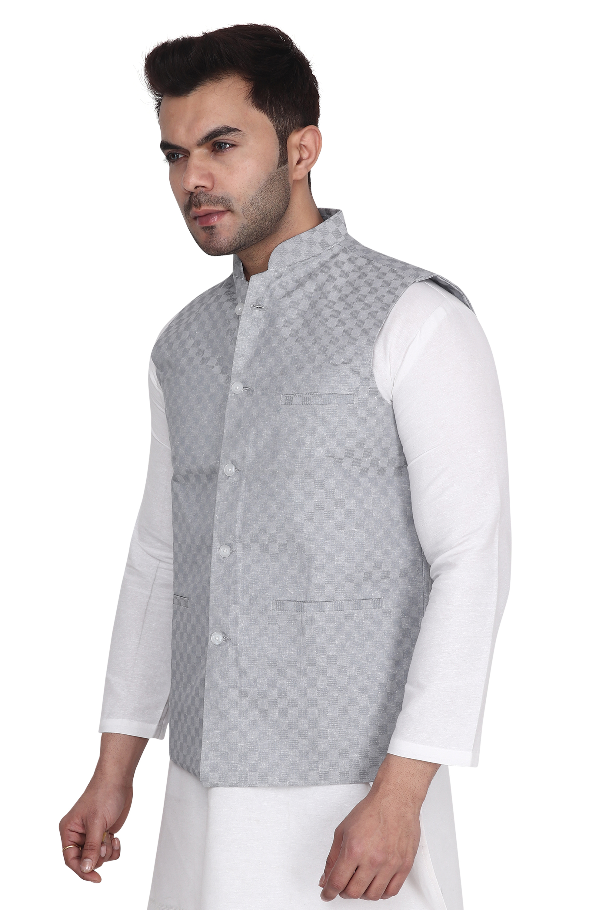 Aaryavar Ethnic Premium Nehru / Modi Jacket - Grey Color