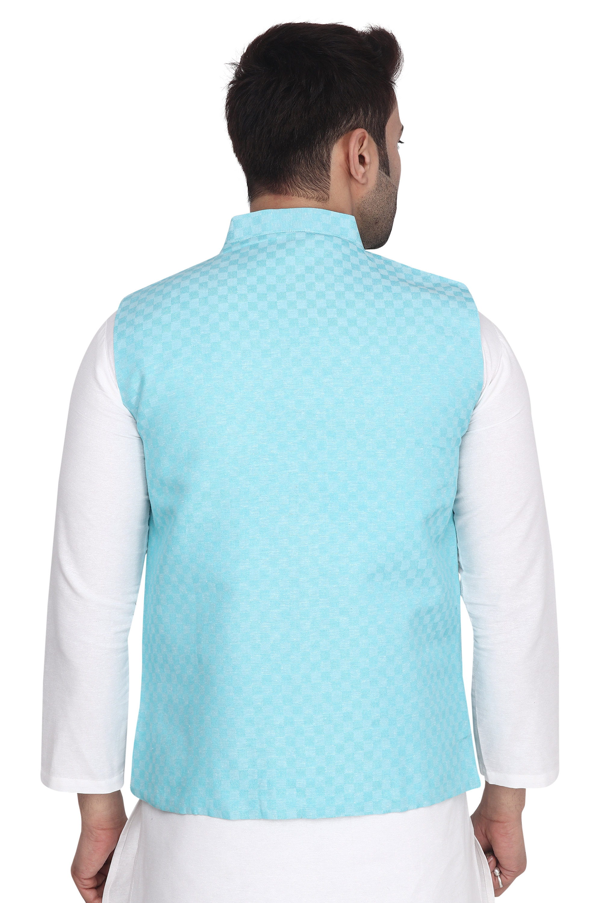 Aaryavar Ethnic Premium Nehru / Modi Jacket - Turquoise Color