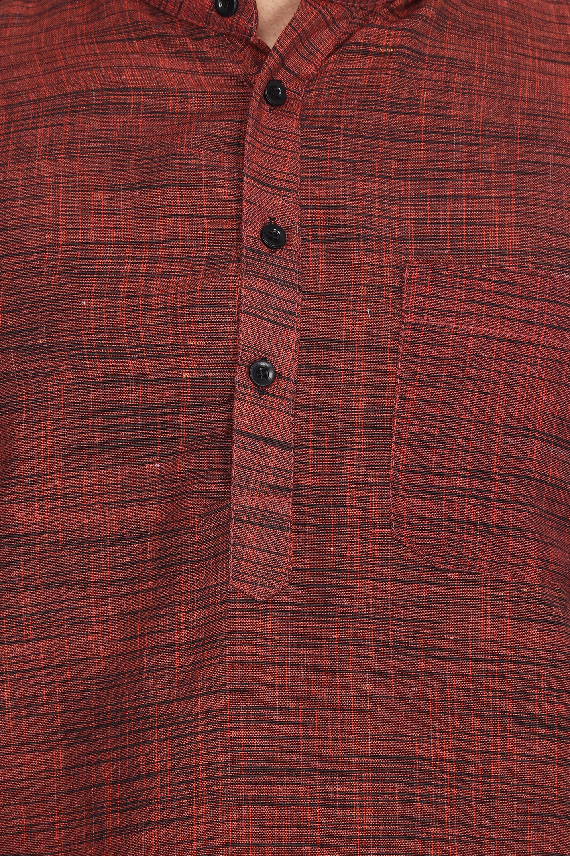 Aaryavar Men's Khadi Cotton - Rustic Brown - Kurta Pyjama Set