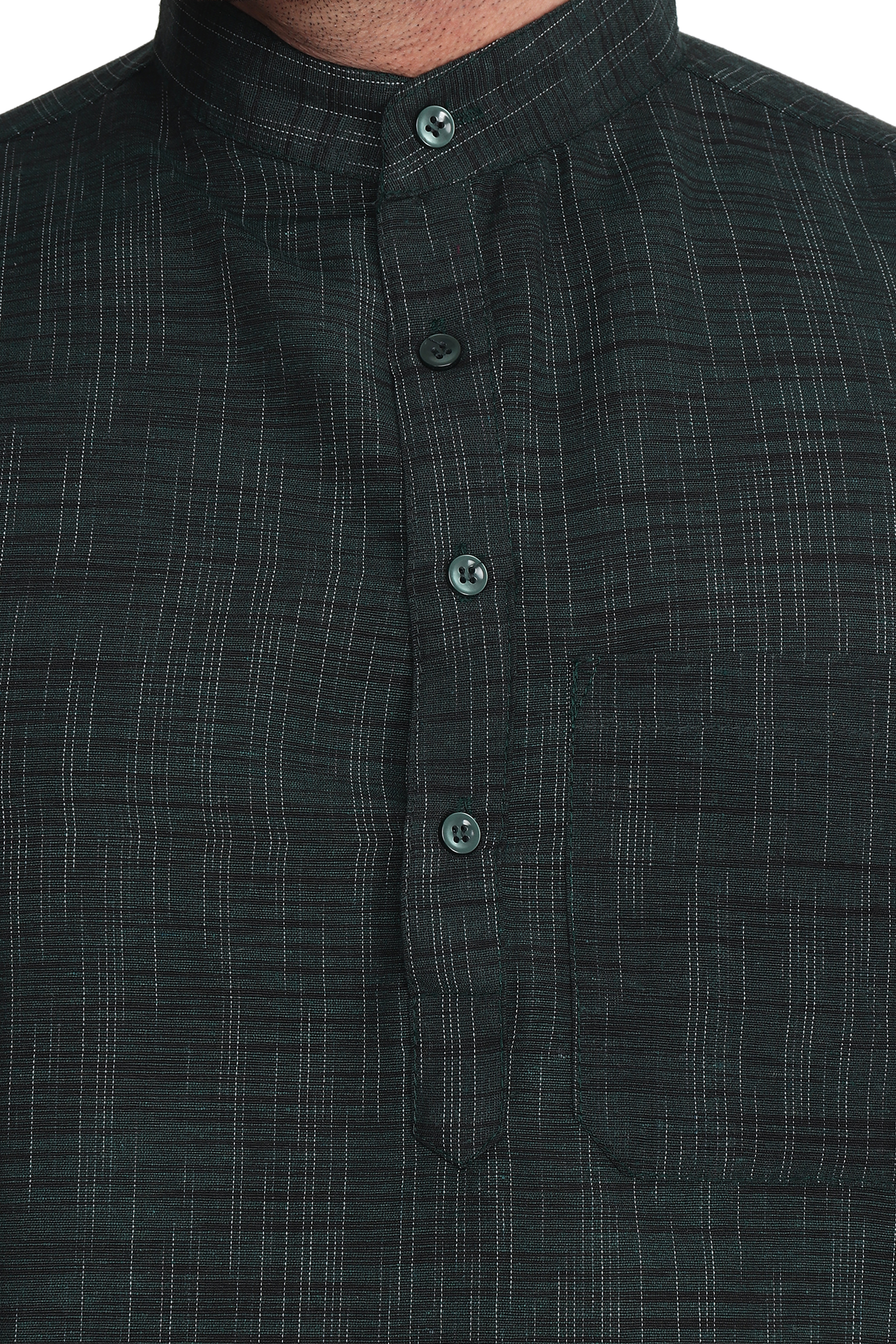 Aaryavar Men's Khadi Cotton Relaxed Kurta - Bottle Green Color