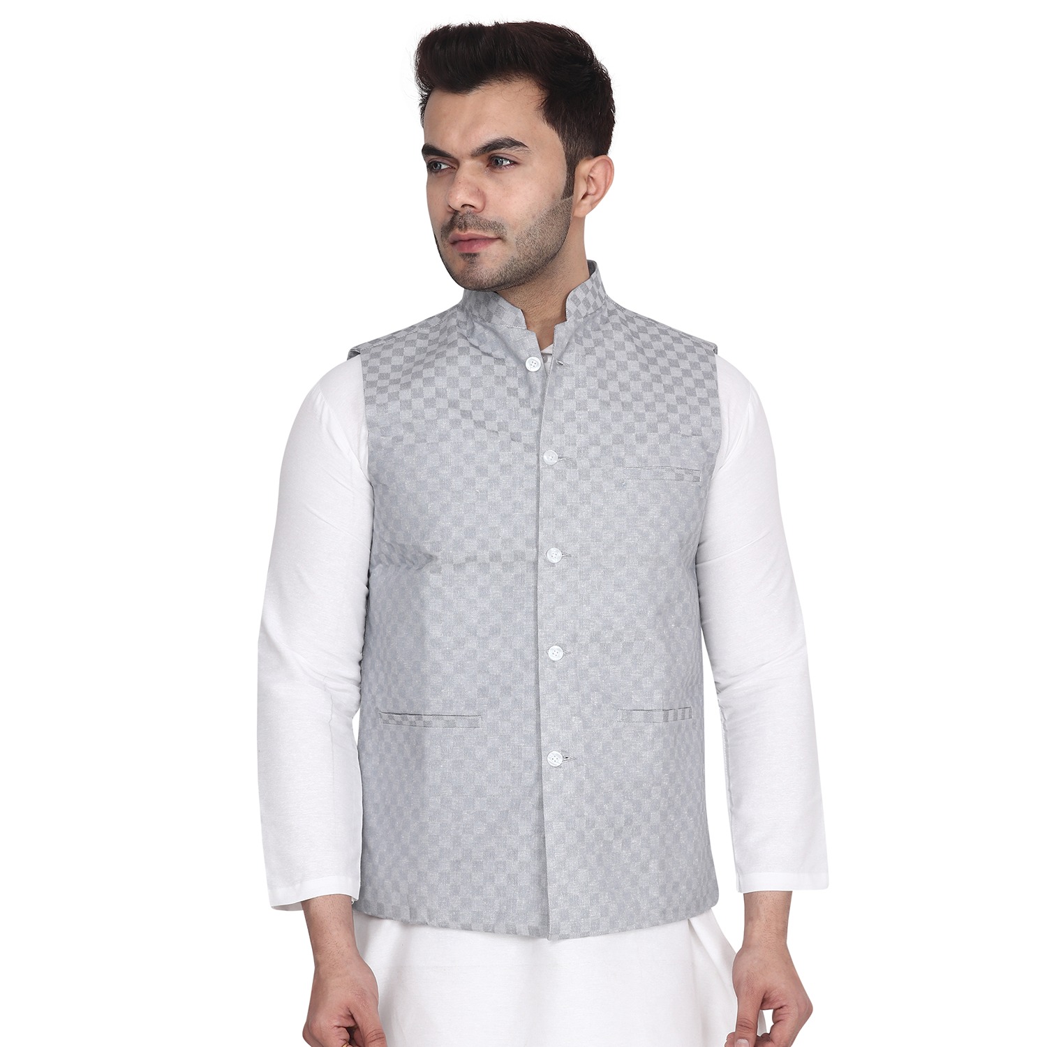 Aaryavar Ethnic Premium Nehru / Modi Jacket - Grey Color